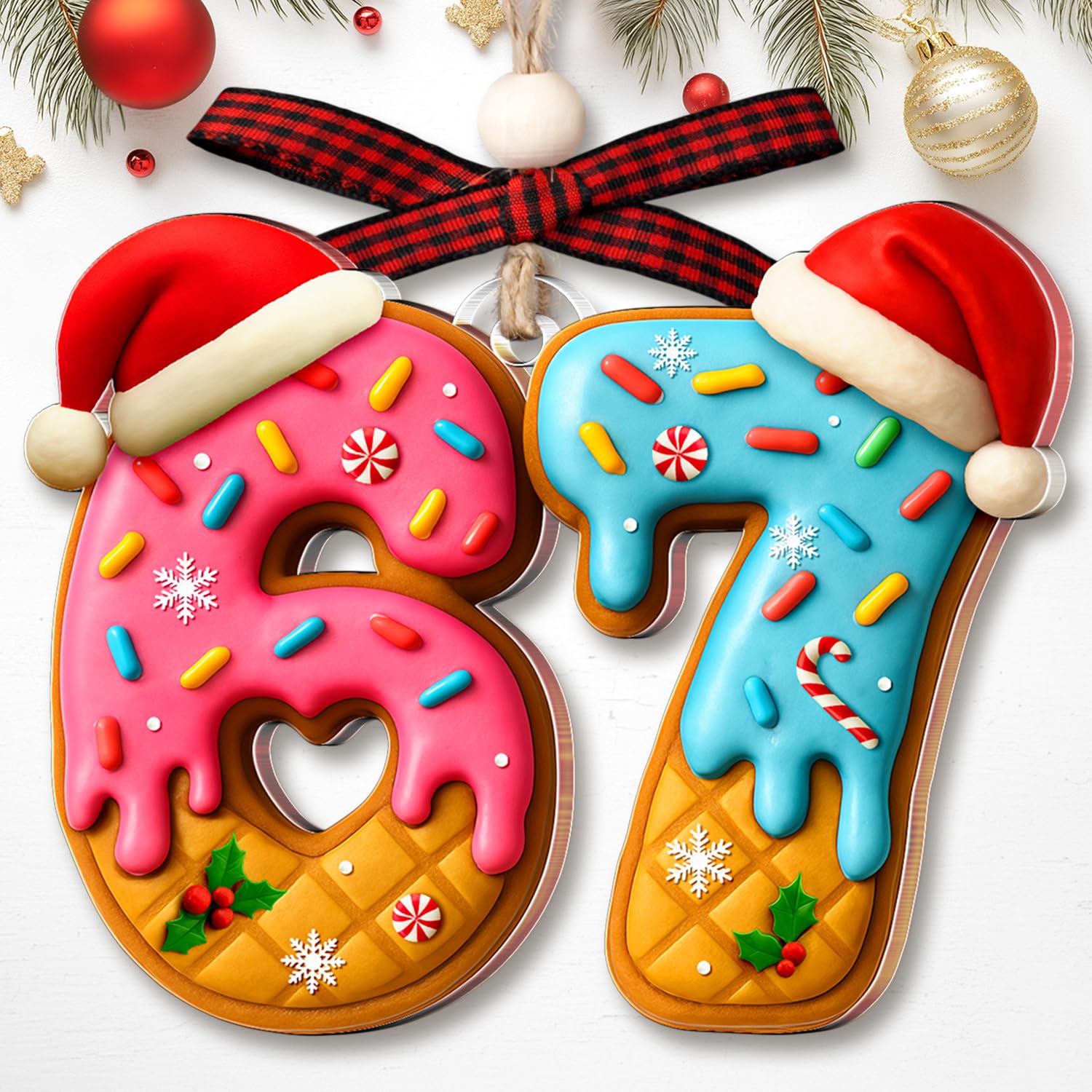 67 Ornament – Donut 6 7 Christmas Ornament – Funny Christmas - Product Imagery