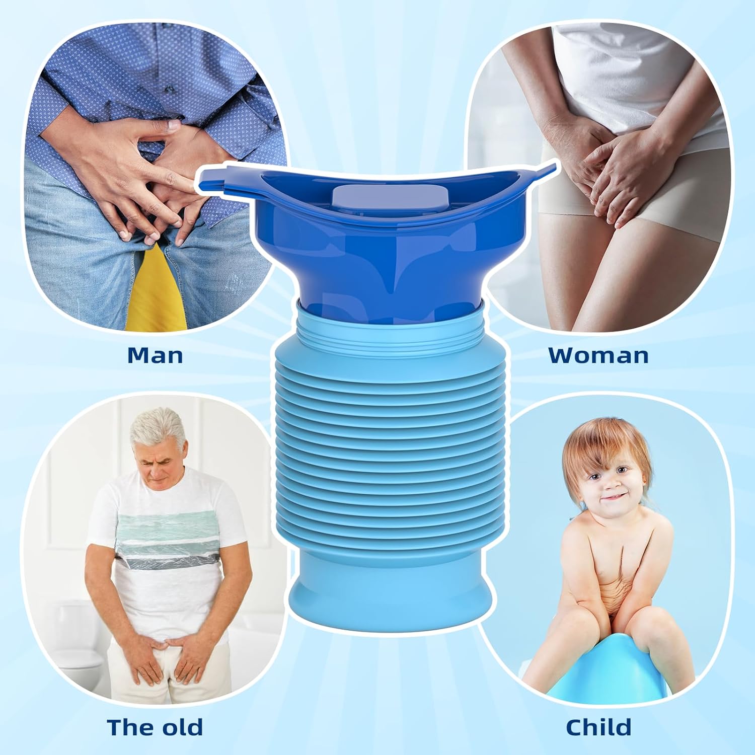 KkaFFe adjustable emergency urinal pee bottle for men and women, portable car use with ergonomic design and spill-proof cap