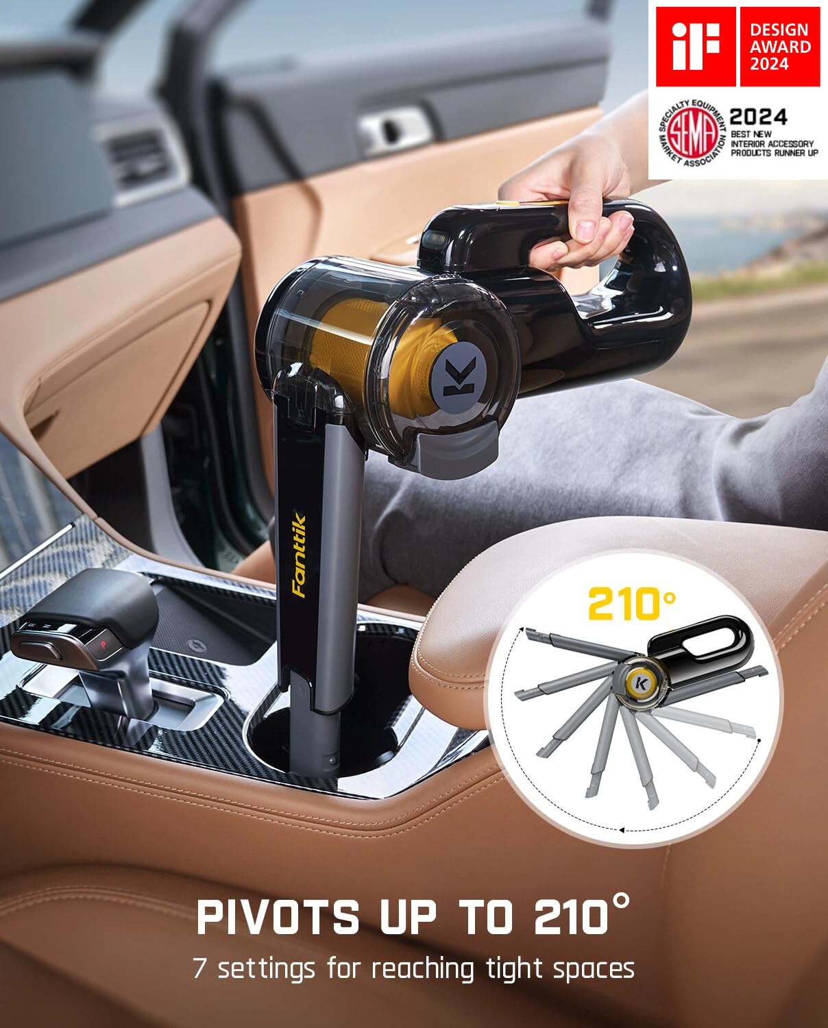 Fanttik Fold V10 APEX Pivot Cordless Car Vacuum, 17000Pa Handheld - Fanttik Official Product View 3