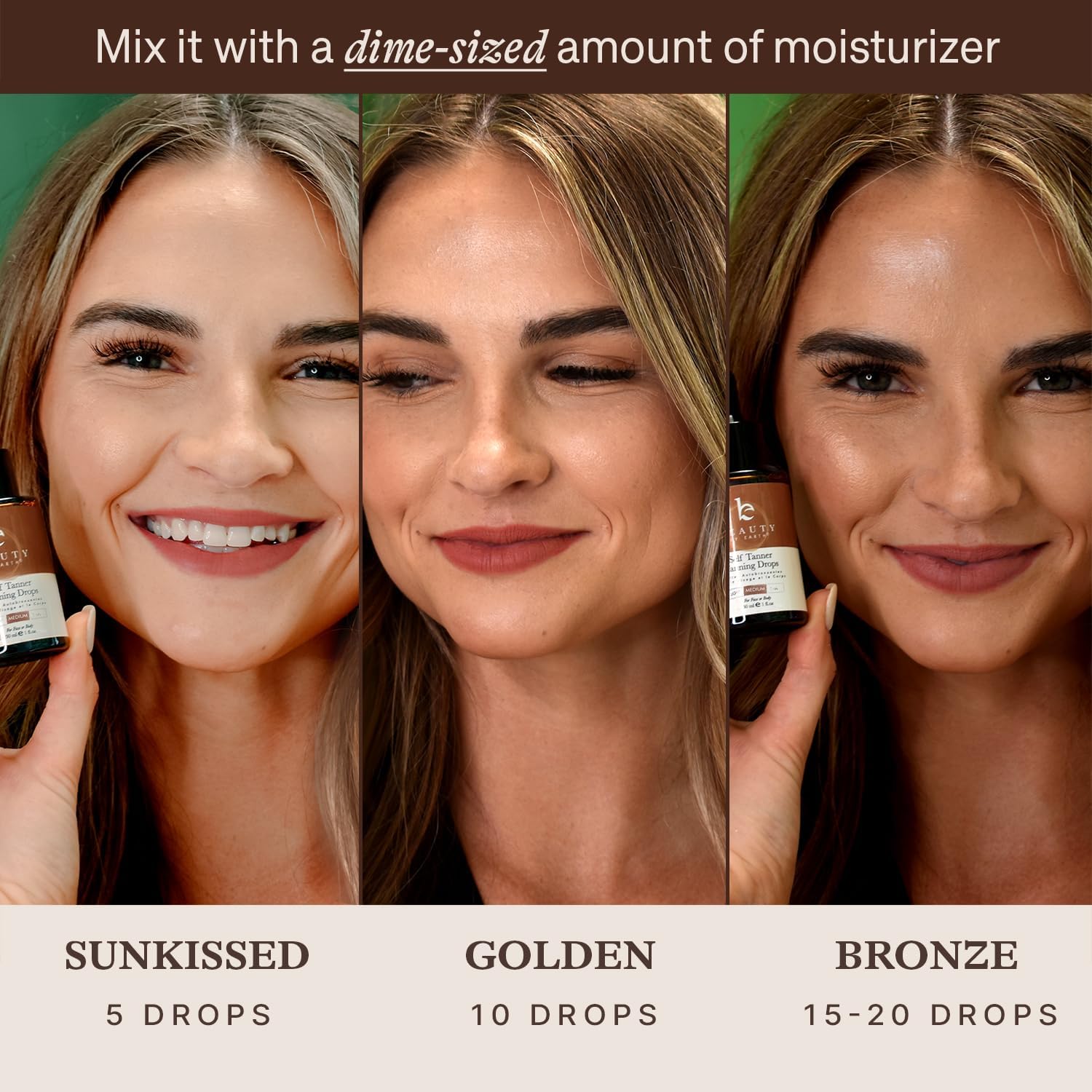 Self Tanning Drops for Face - USA Made with Organic & Natural Ingredients - Beauty by Earth Official Product View 4