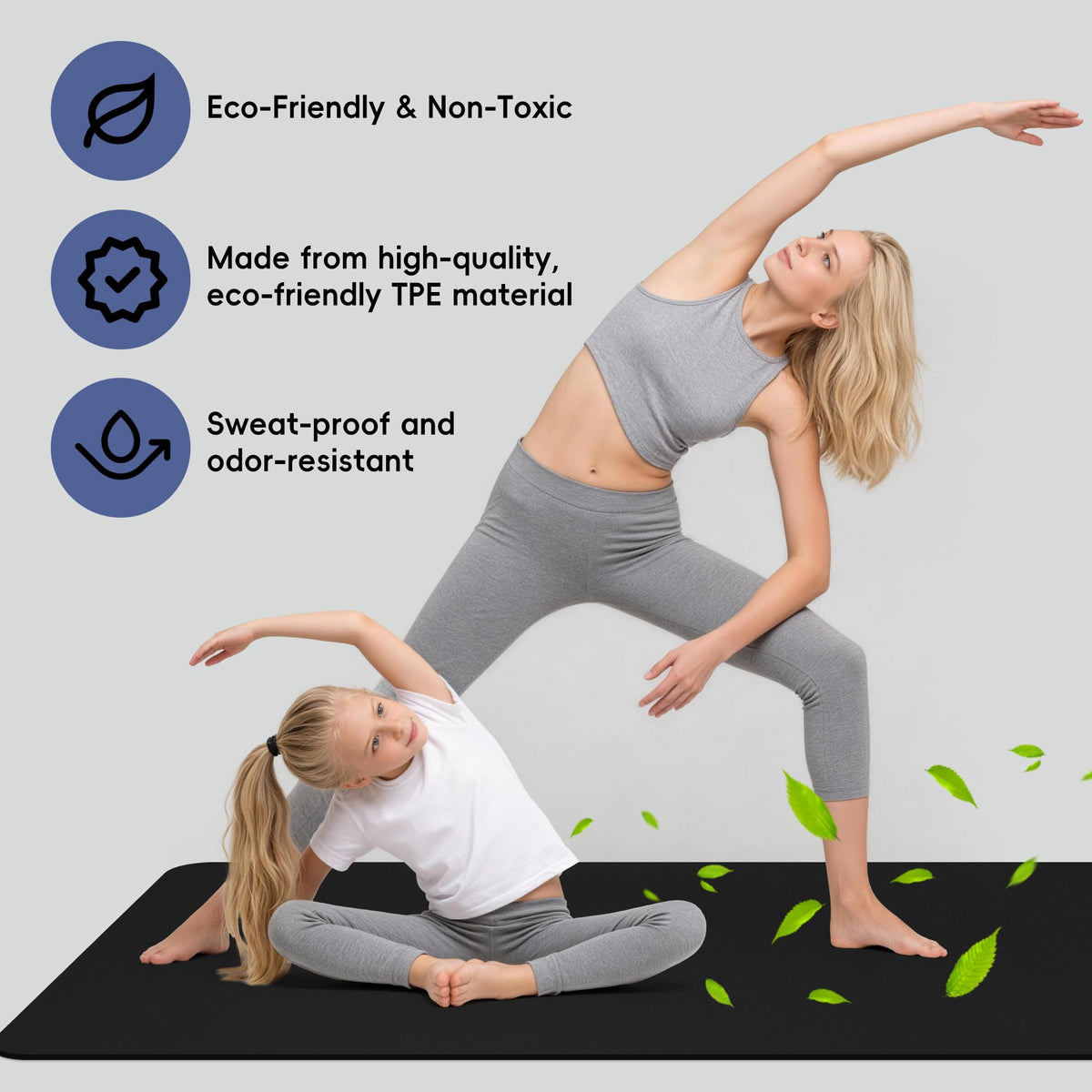 Extra Wide Yoga Mat 72 x 32 6mm Non Slip TPE Exercise Mat - Wimwum Official Imagery - 7