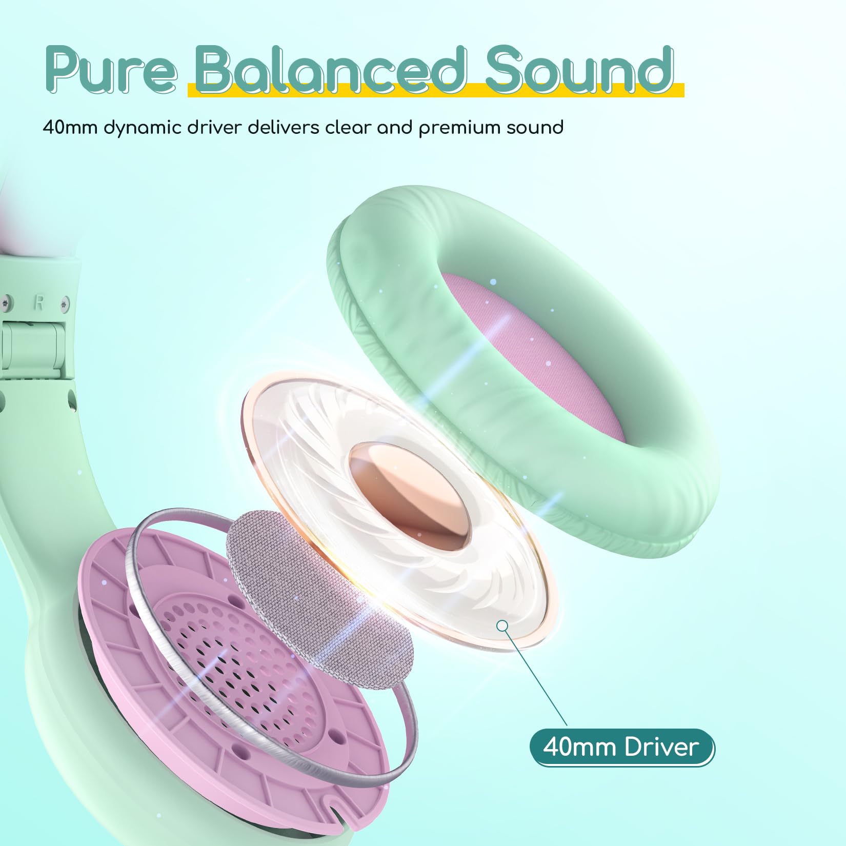EarFun K1 Kids Headphones Wired with Mic, Volume Limit Headphones - EarFun Official Product View 6