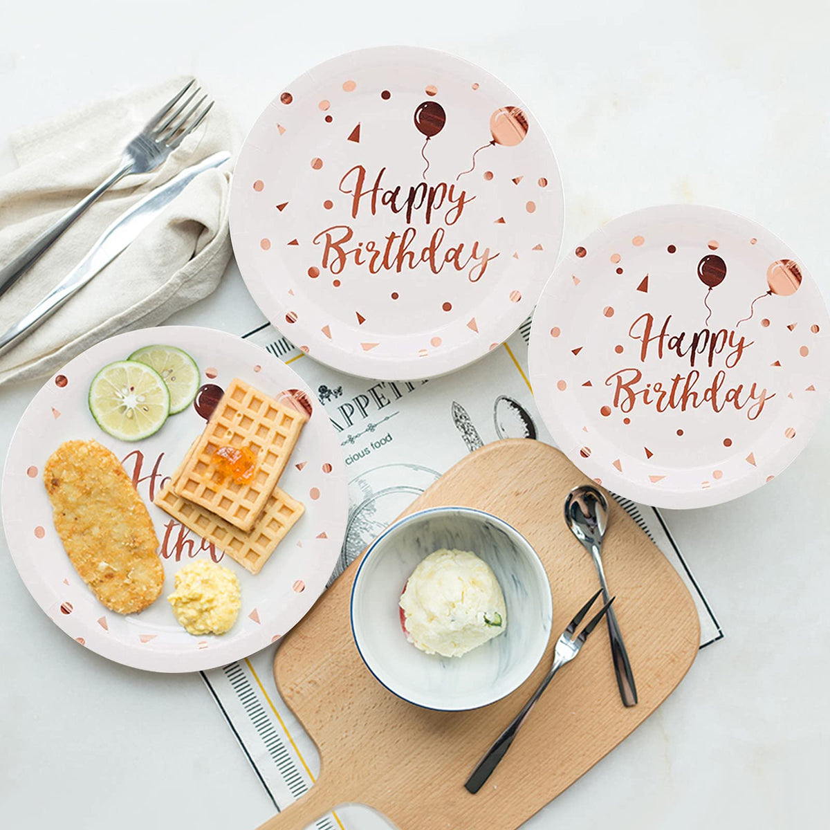 White Rose Gold Party Supplies - LIUGUSUN Official Imagery - 3