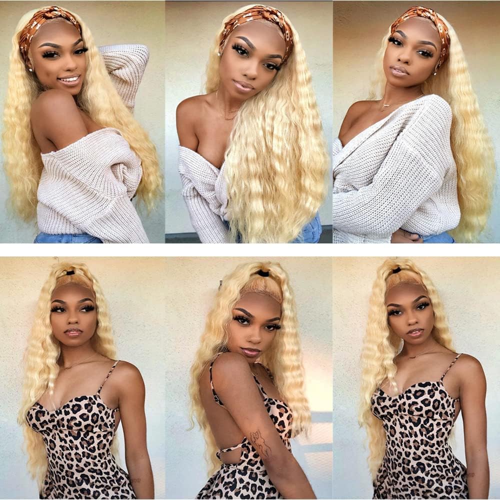 #613 Honey Blonde Deep Wave Crochet Human Hair 28 Inch Unprocessed Brazilian Virgin Hair 50 Grams Blonde Deep Wave Human Crochet Hair Extensions