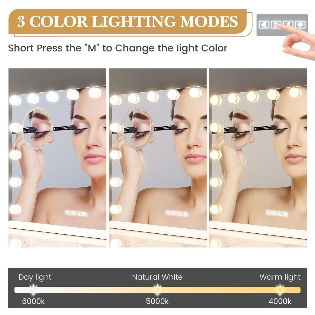 24x22 Lighted Vanity Mirror with 15 Dimmable LED Bulbs 3 - coucheta Official Imagery - 6