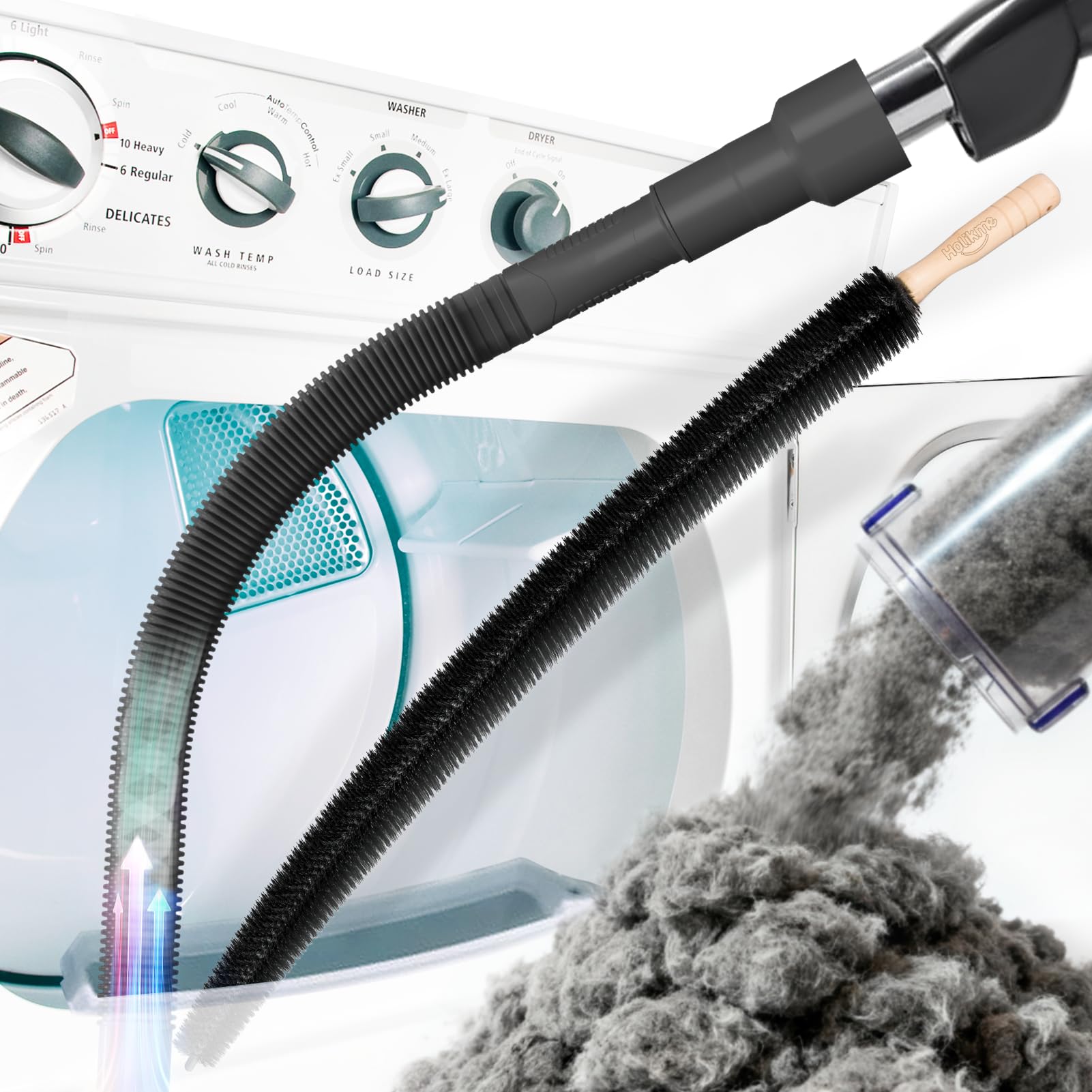 Holikme Dryer Vent Cleaner Kit 2Pack - Lint Vacuum Attachment & B - Holikme Official Product View 1