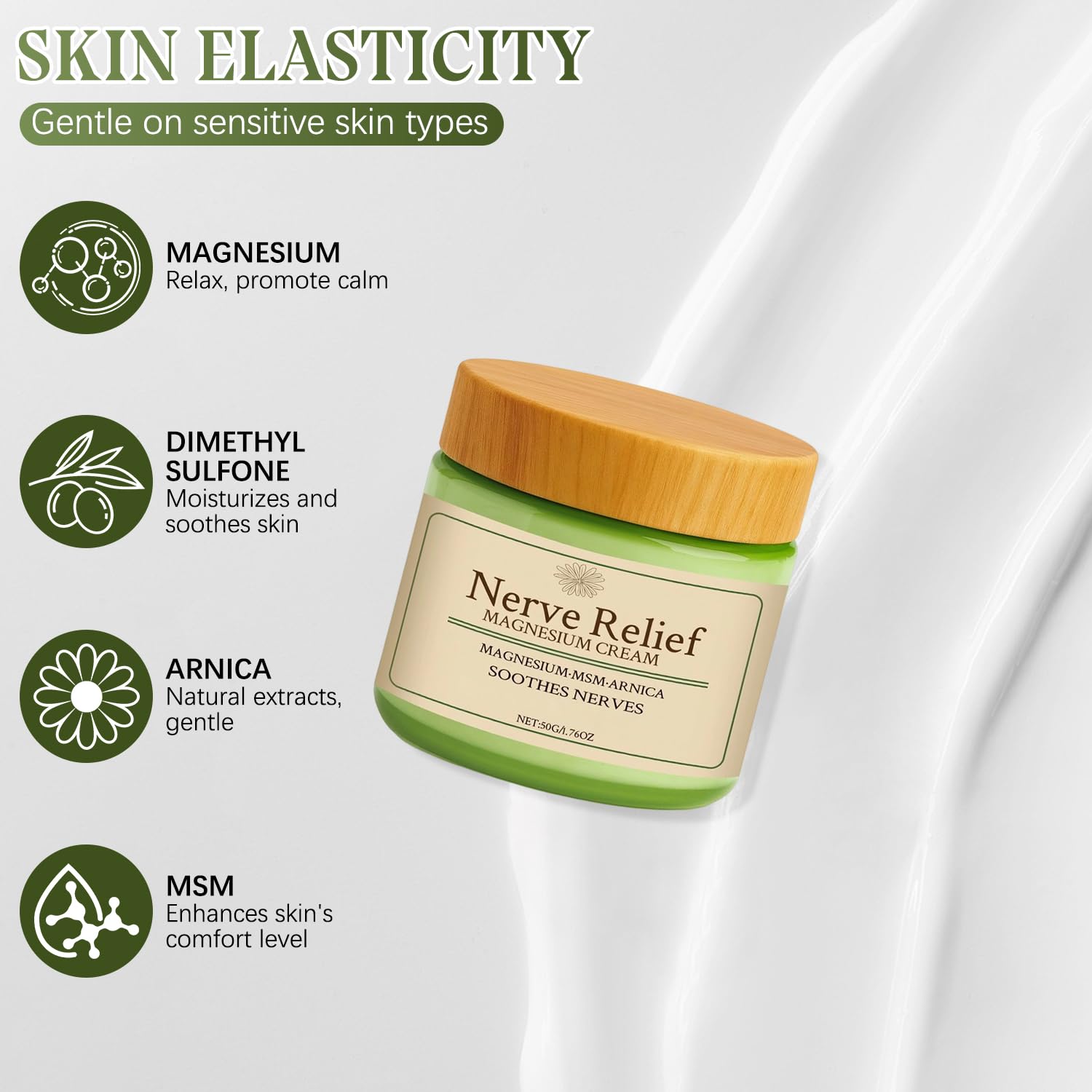 Holyarm 2PCS Nerve Relief Cream, With Msm & Arnica, Total Relief Cream for Muscle Relaxation, Deep Hydrationno Irritation, No Residue, 50g/1.76oz