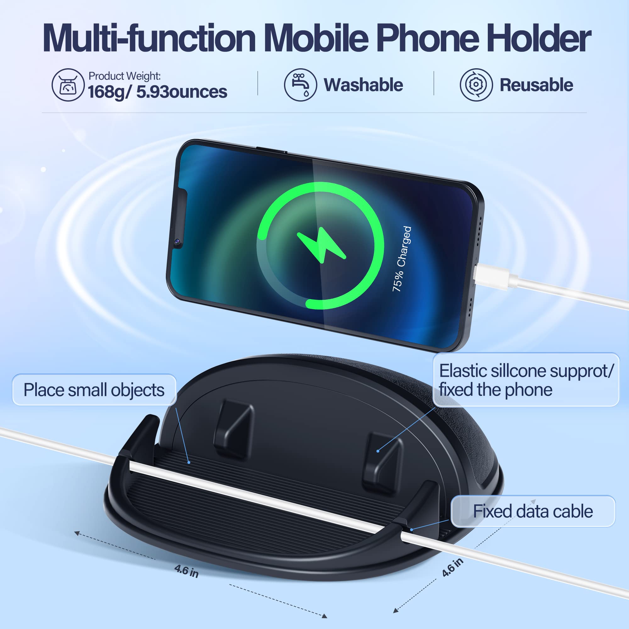 Loncaster Car Phone Holder, Car Phone Mount Silicone Car Pad Mat - Loncaster Official Product View 5