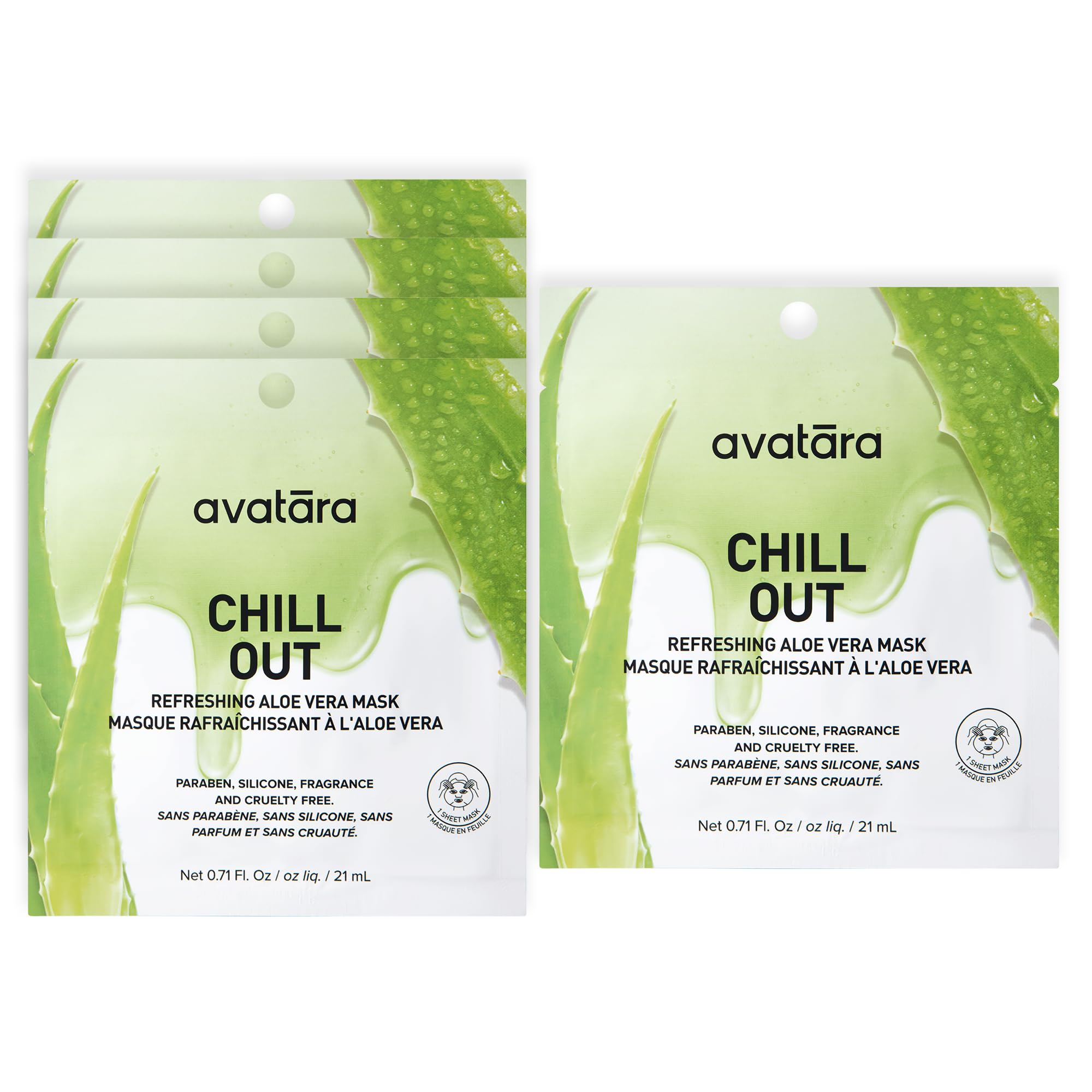 Avatara Chill Out Facial Mask 5 Sheets, Hydrating Mask, Sheet - Product Imagery