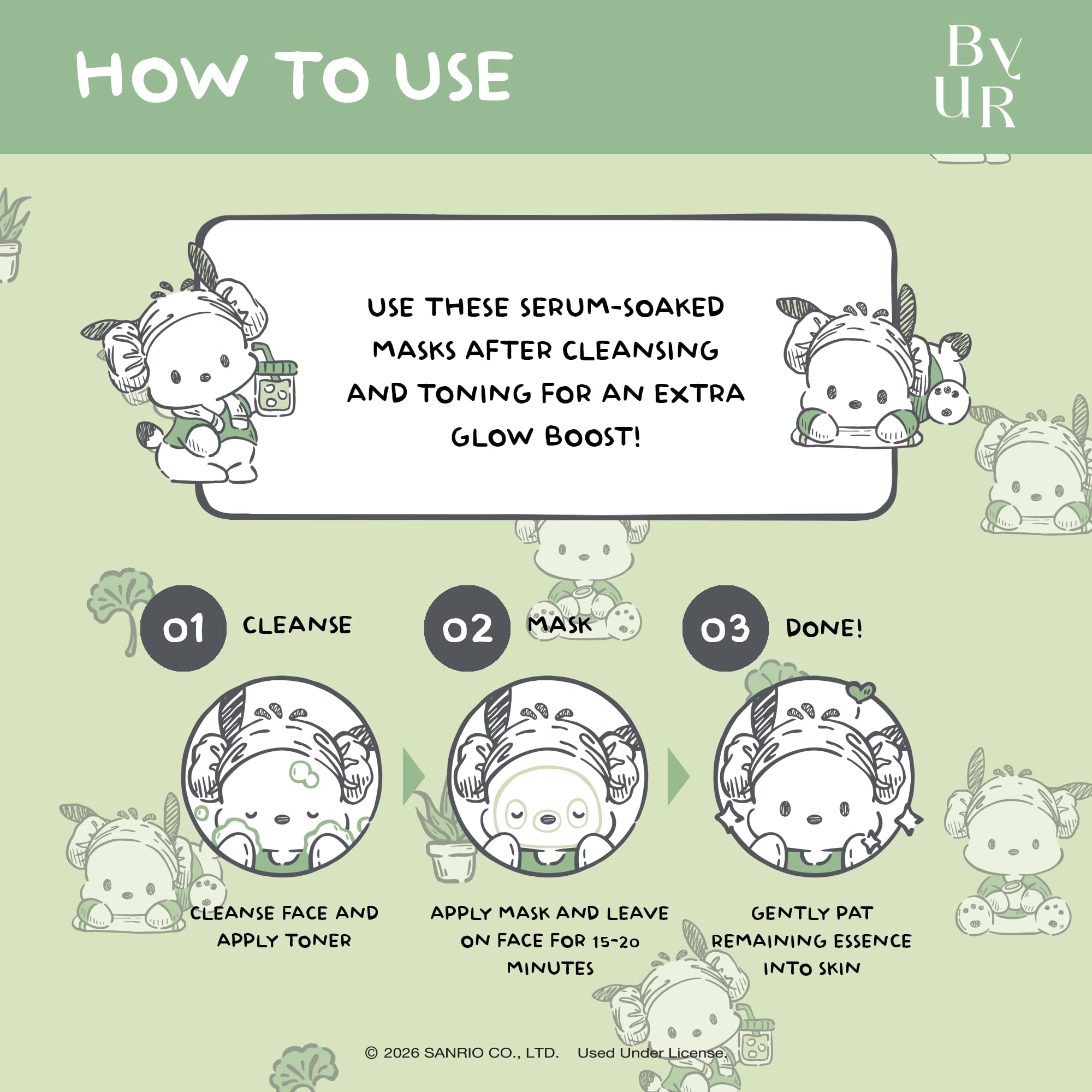 ByUR Green Wonder Sanrio Character Daily Aqua Serum Mask (30 - ByUR