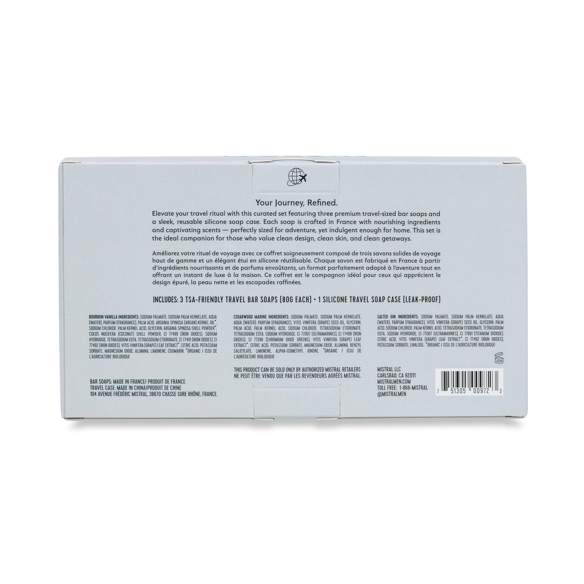 Mistral Voyager Men's Soap Gift Set with Travel Case, 3-Piece Set