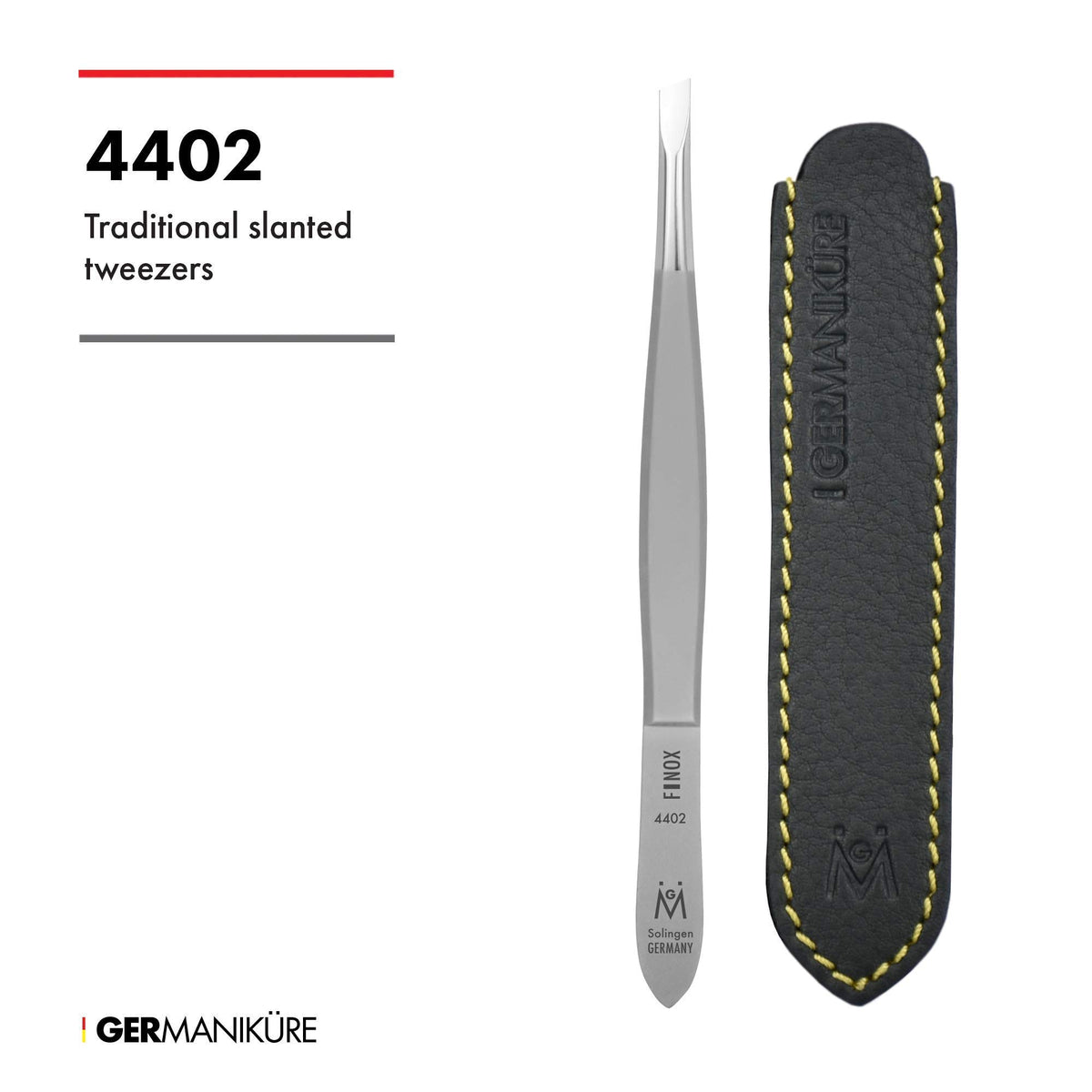GERMANIKURE Slanted Tweezers Precision German Steel Leather - GERmanikure Official Imagery - 4
