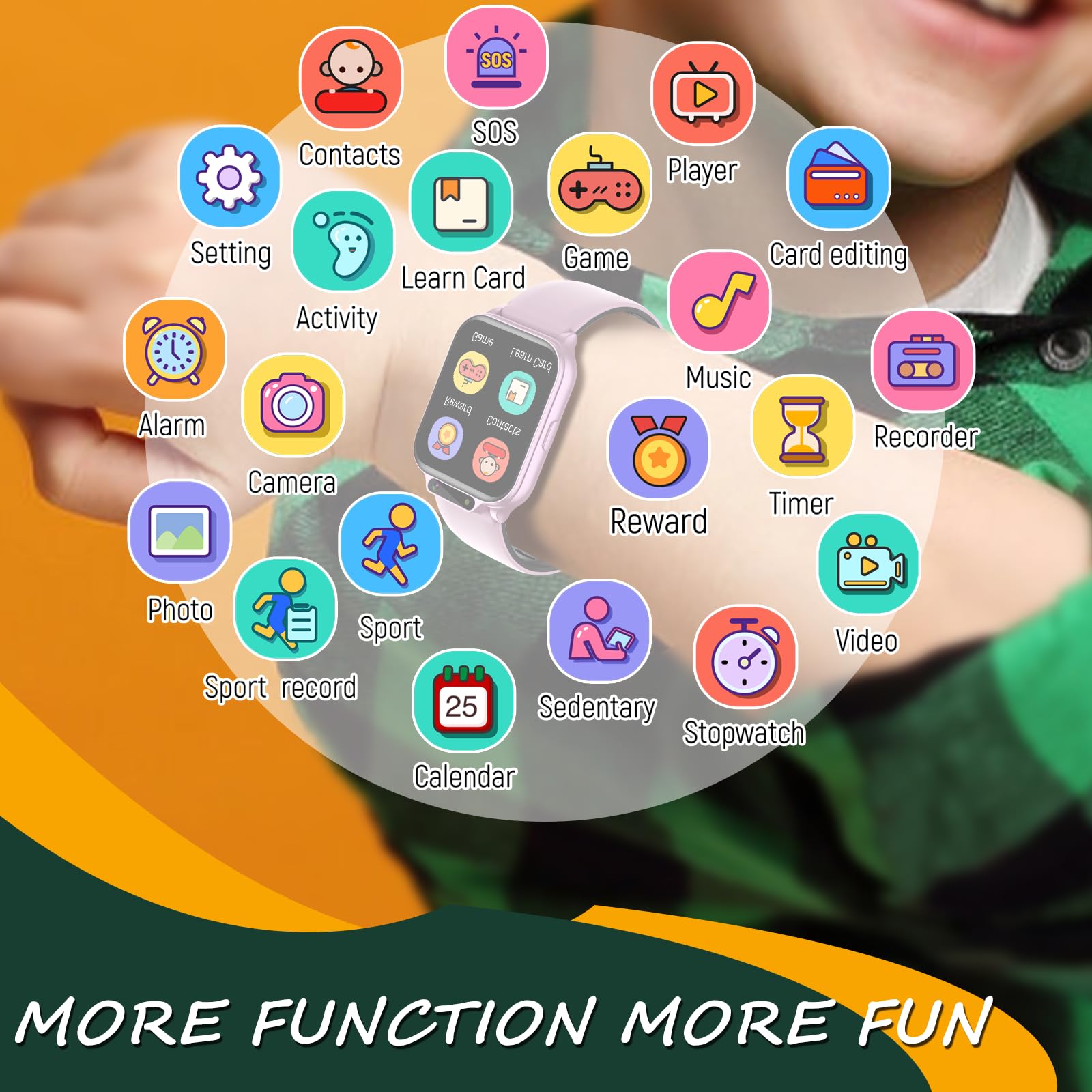 Monowul Smart Watch for Kids, 1.85" Fitness Tracker with Heart Rate, S - View 9