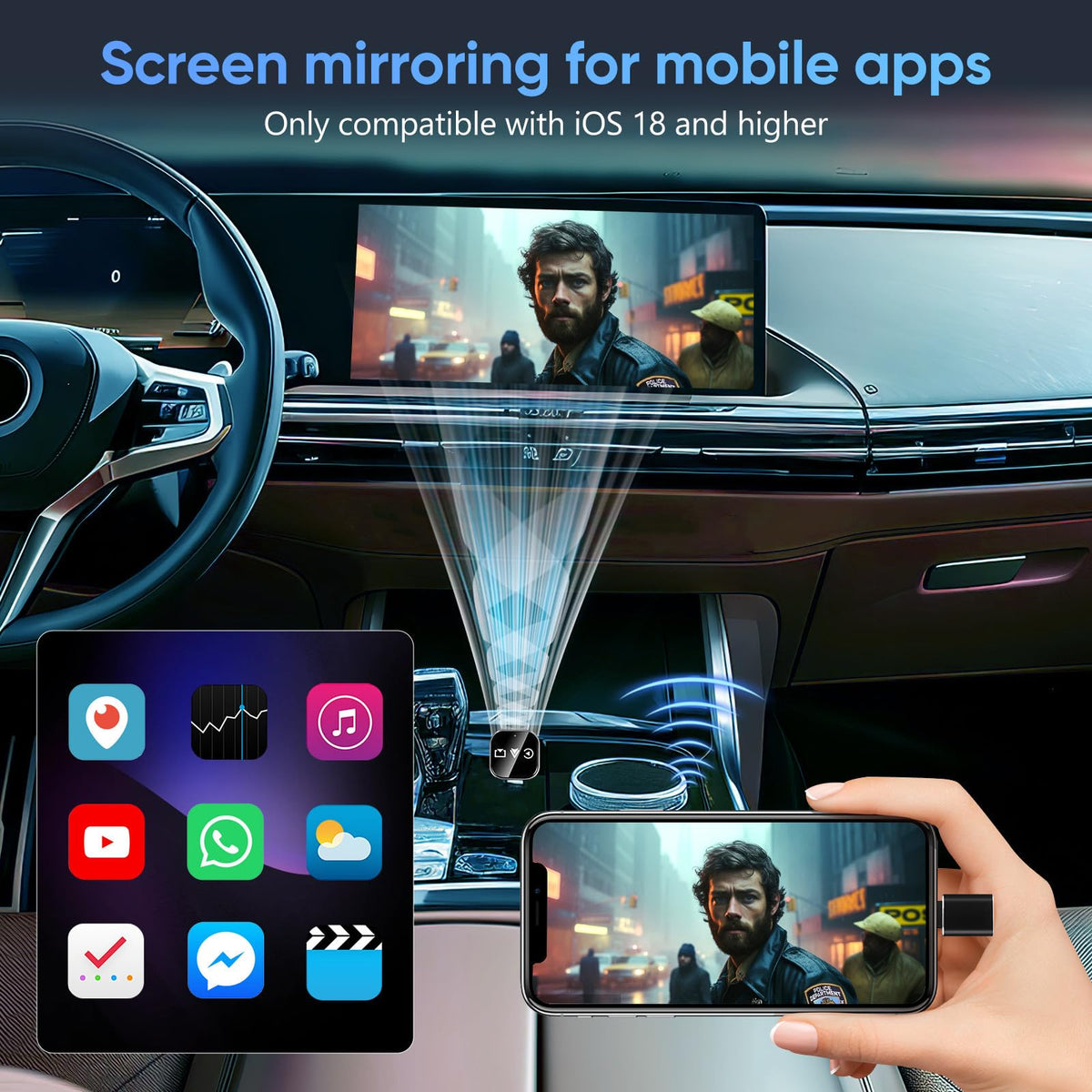 DOITOOL Wireless Car Adapter 3 in 1 Wireless Phone Connector - DOITOOL Official Imagery - 3