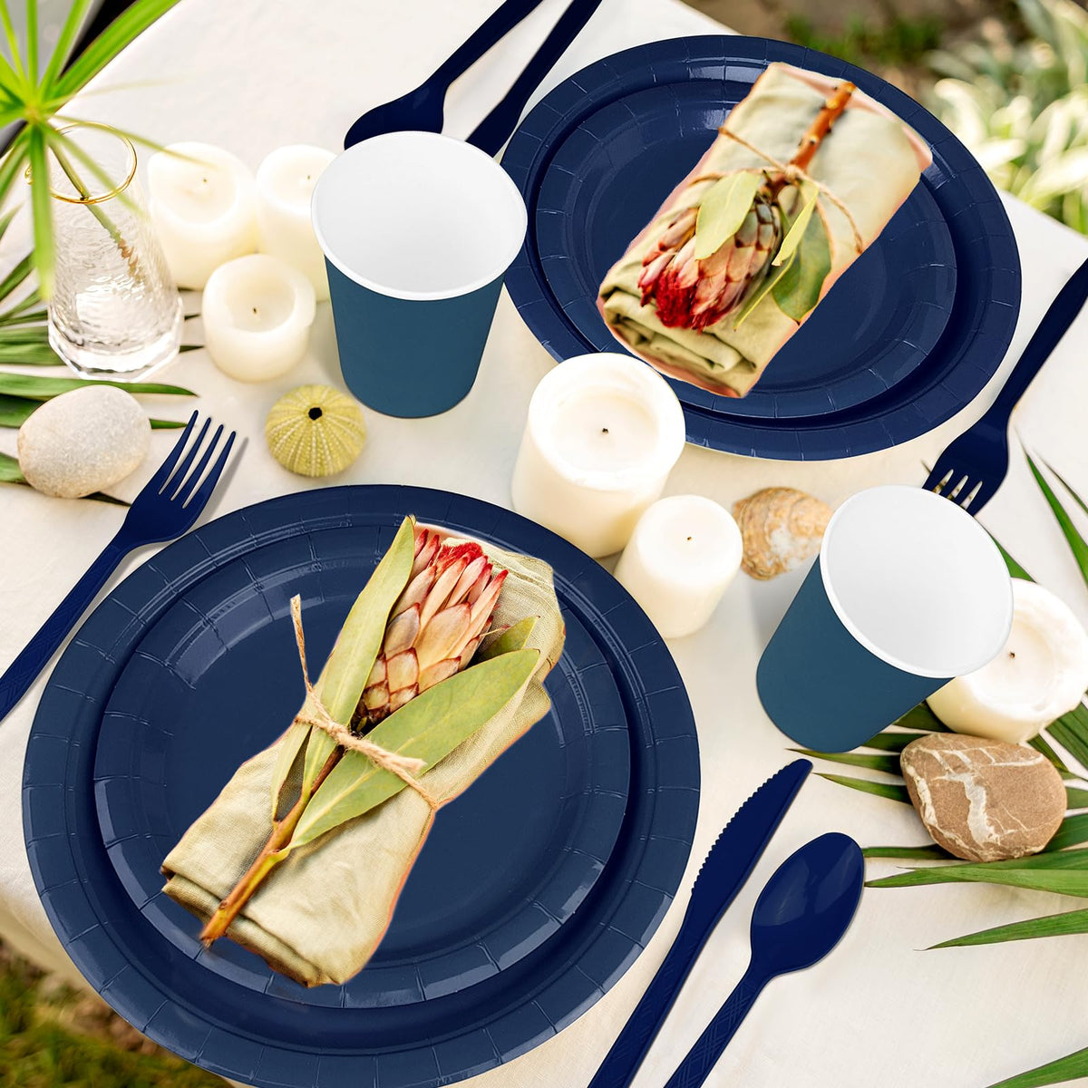 228PCS Navy Blue Party Supplies Set for 30 Guests Paper - TWOWYHI Official Imagery - 5
