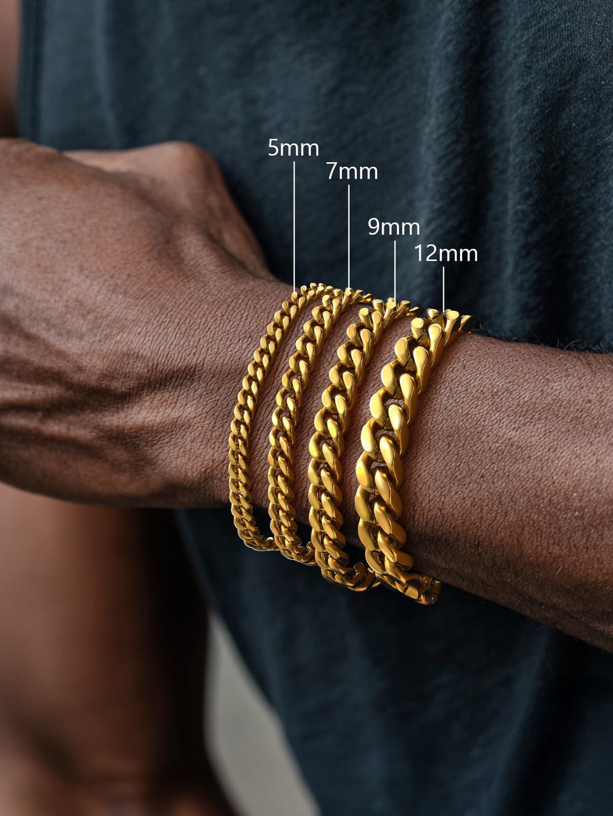 FaithHeart Stainless Steel Cuban Link Bracelet for Men 5 7 9 - FaithHeart Official Imagery - 3