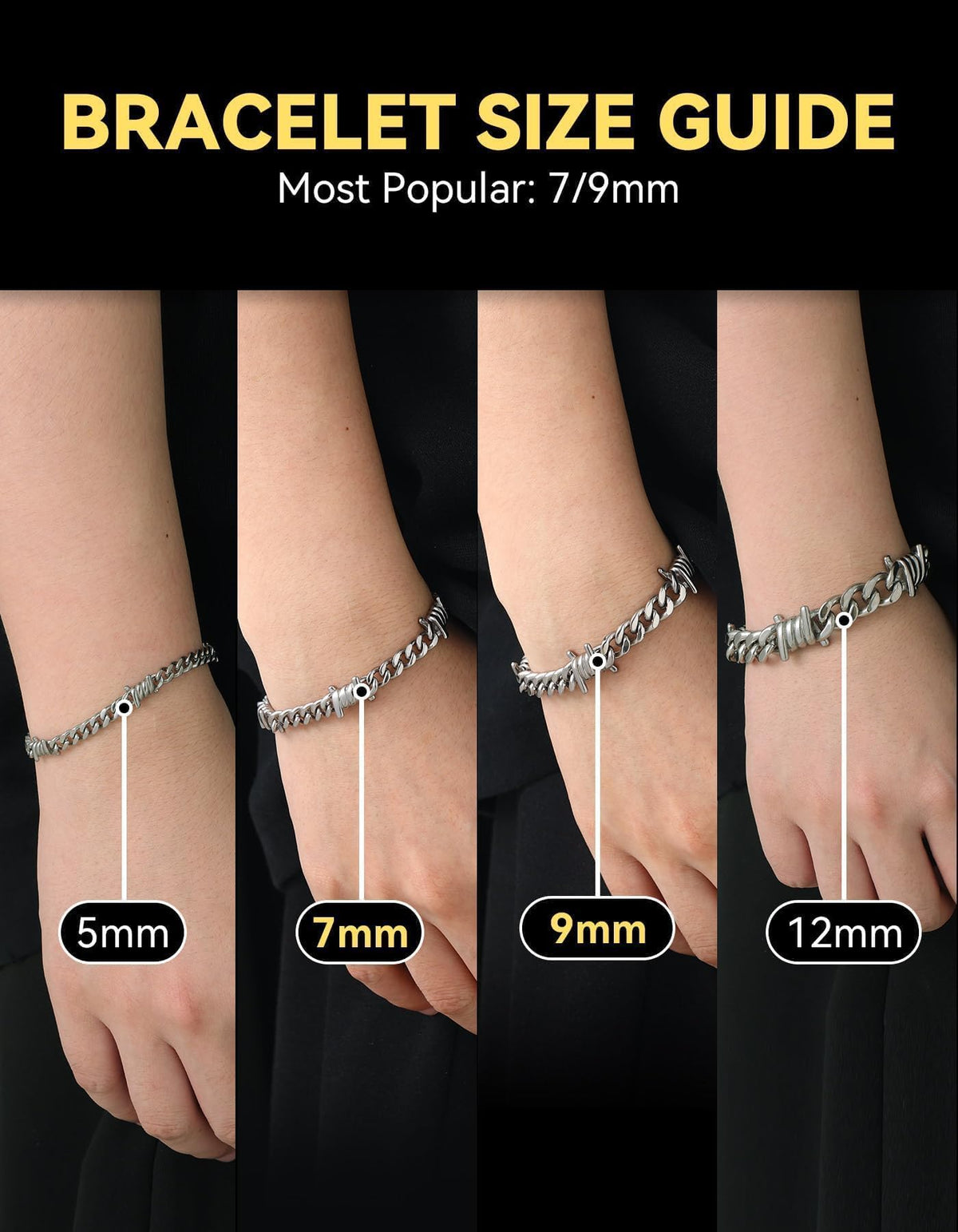 ChainsHouse Barbed Wire Bracelet Cuban Link Chain Bracelet - ChainsHouse Official Imagery - 7