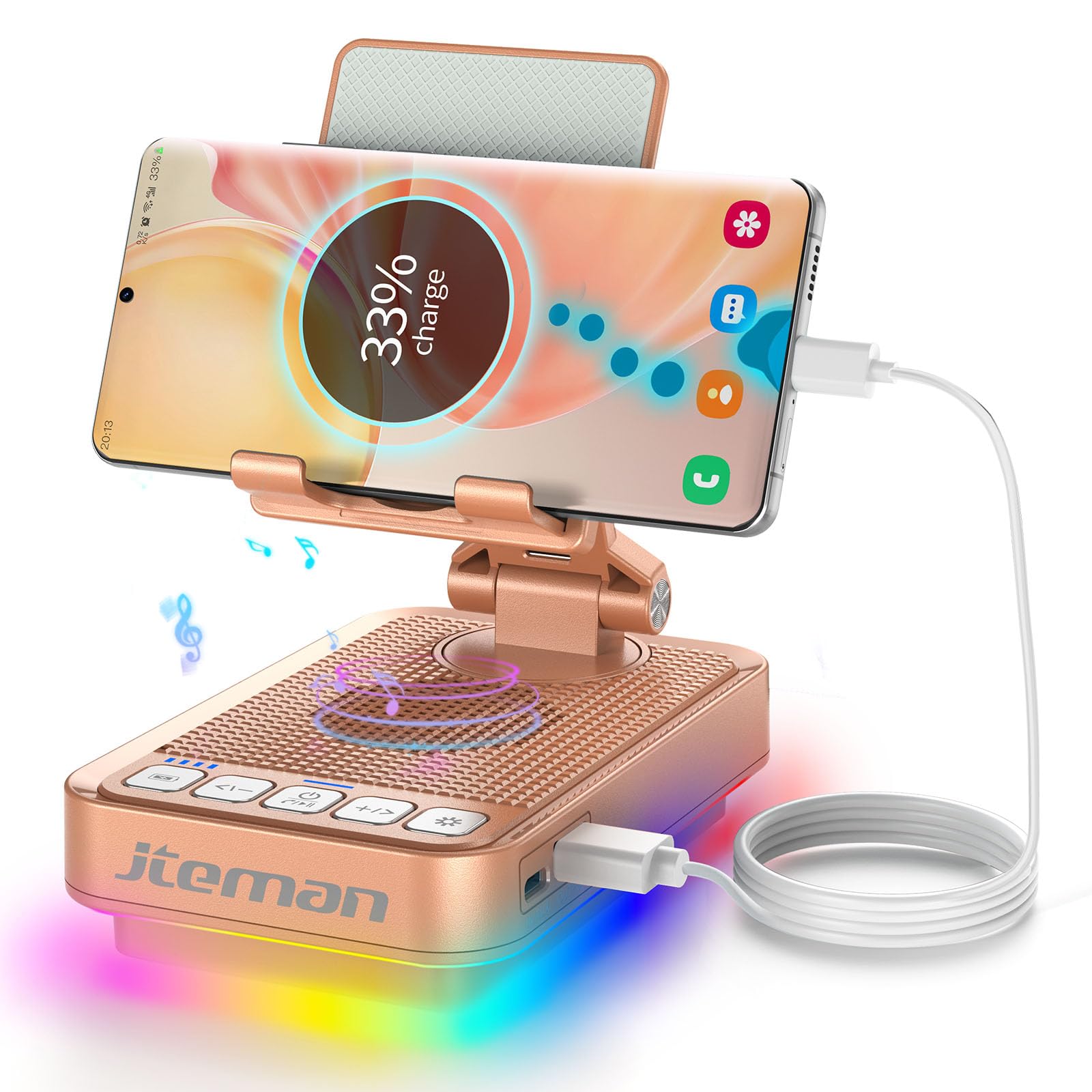 JTEMAN Gifts for Men Women Phone Stand Bluetooth Speaker with Lig by JTEMAN - Angle View 10