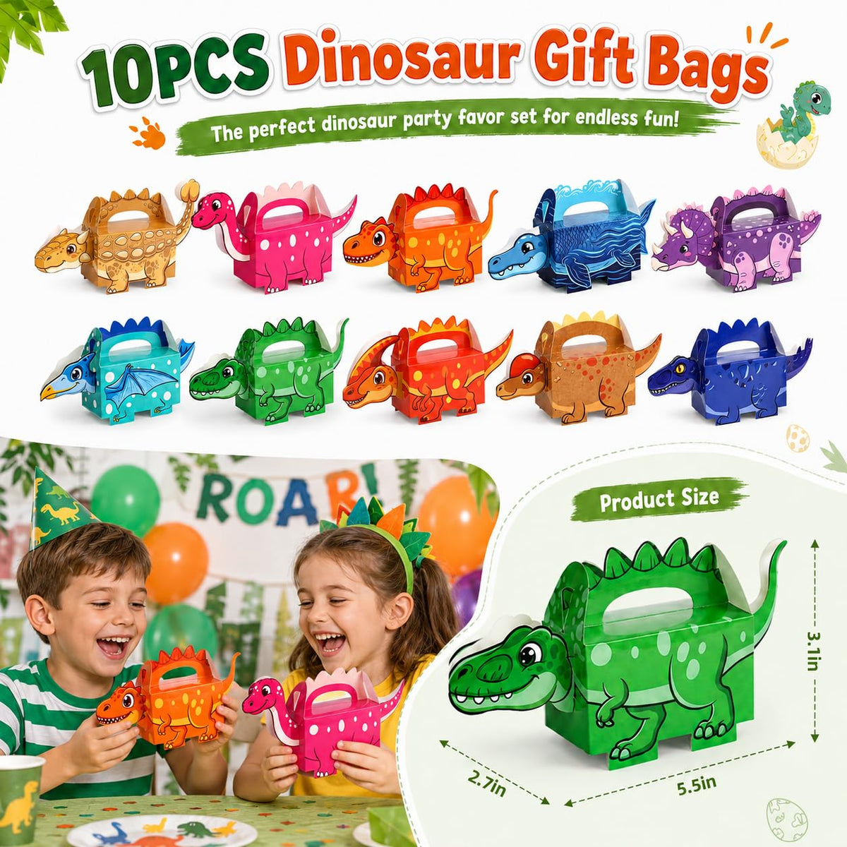 SNLN Dinosaur Party Favors for 10 Kids Dino Birthday Goodie - SNLN Official Imagery - 5