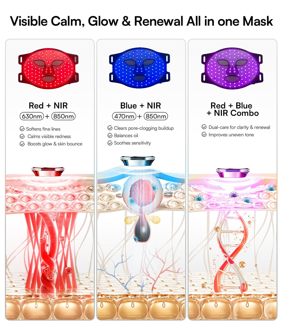 INIA Red Light Therapy Mask for Face 850nm NIR Red Blue LED - INIA Official Imagery - 4