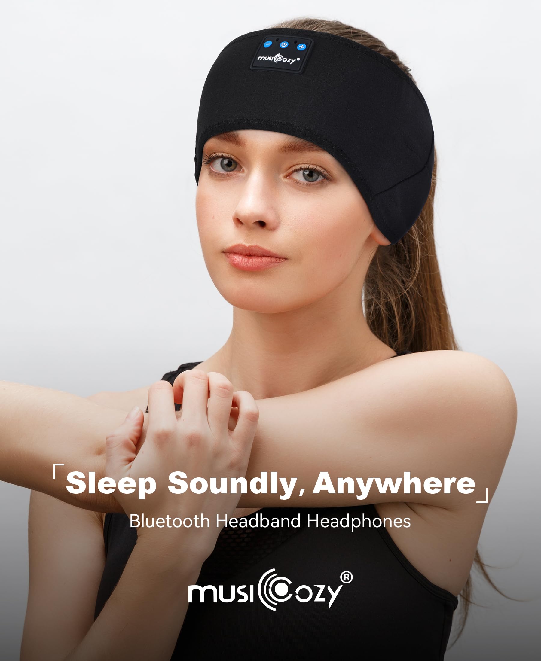 MUSICOZY Sleep Headphones Bluetooth Headband Headphones for Side by MUSICOZY - Angle View 6