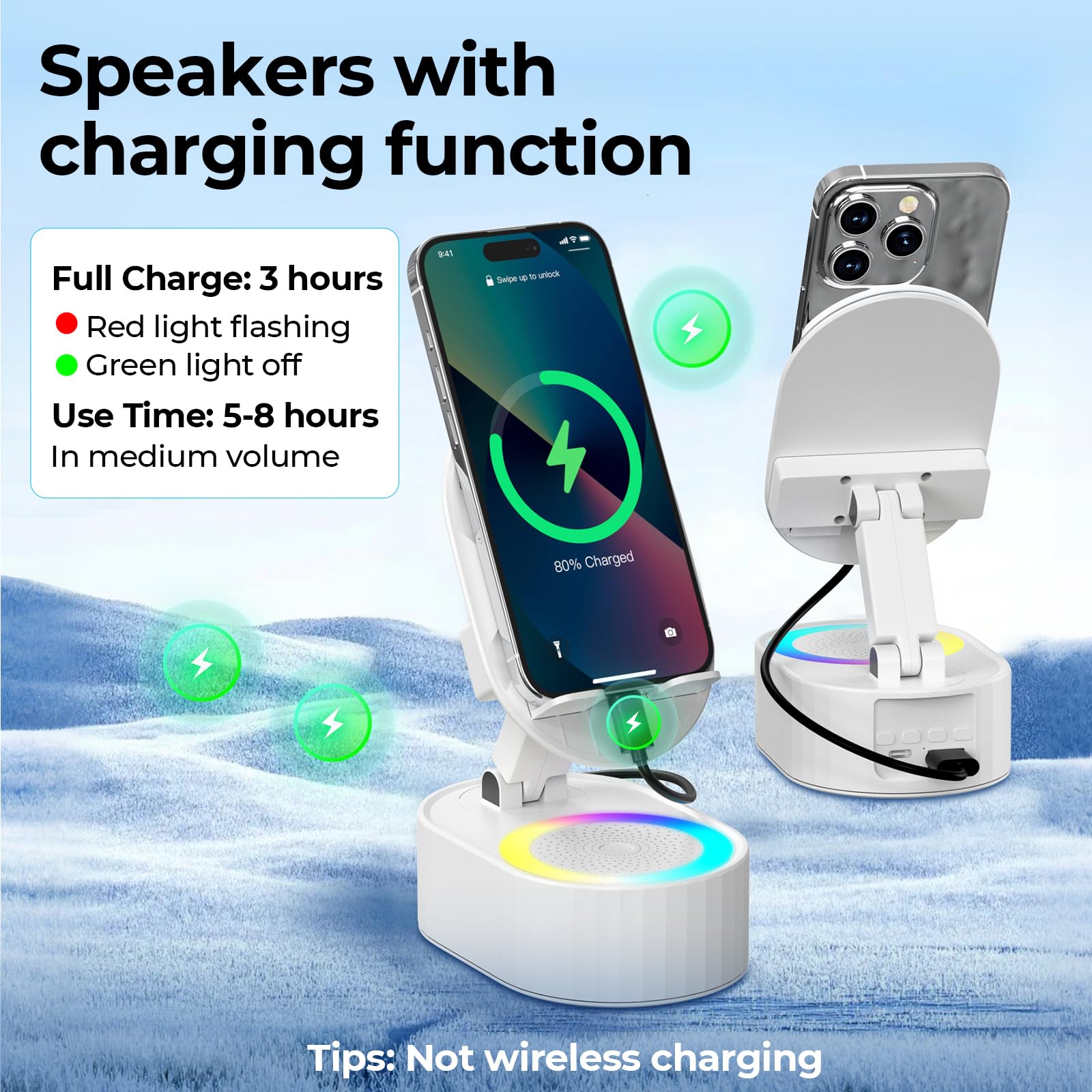 AKLLCCR Wireless Induction Audio Bluetooth Speaker 5in1 Phone Hol by AKLLCCR - Angle View 4