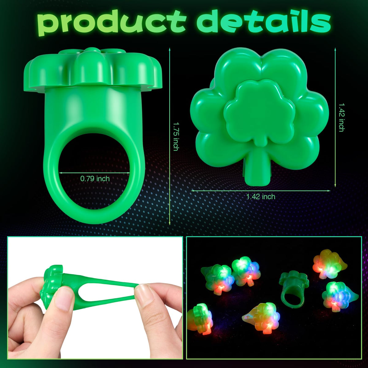 Vinsot 36 Pack St Patrick s Day Shamrocks Clover Lucky LED - Vinsot Official Imagery - 4