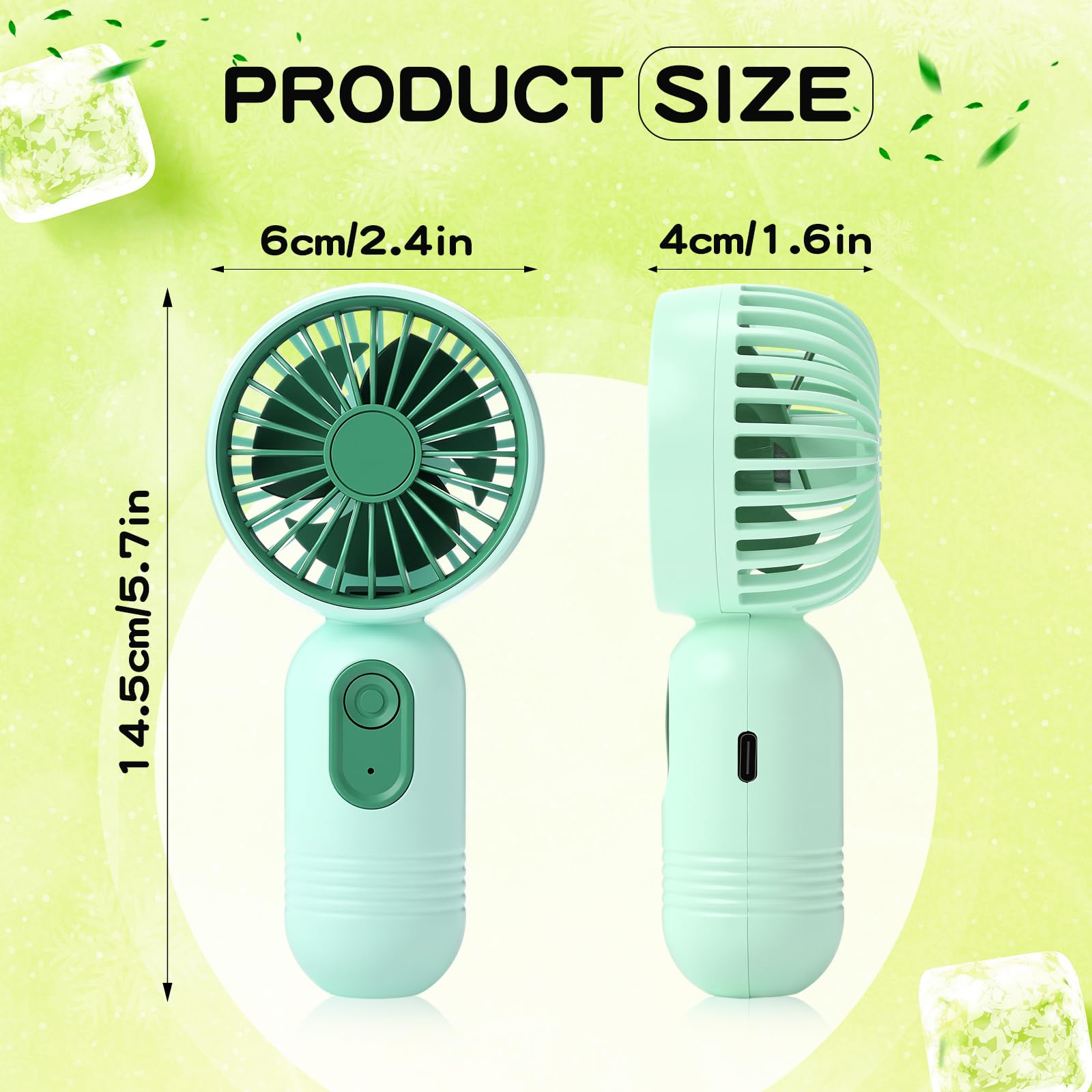 Rossesay 1 Pcs Mini Portable Fan 3 Speed Rechargeable, Green - View 3
