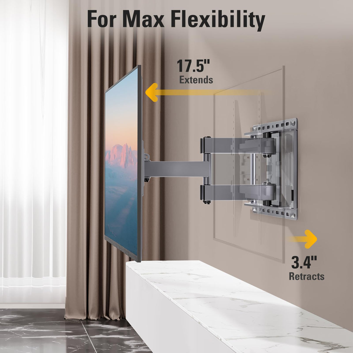 Mounting Dream Full Motion TV Wall Mount for 32 65 Inch TVs - Mounting Dream Official Imagery - 3