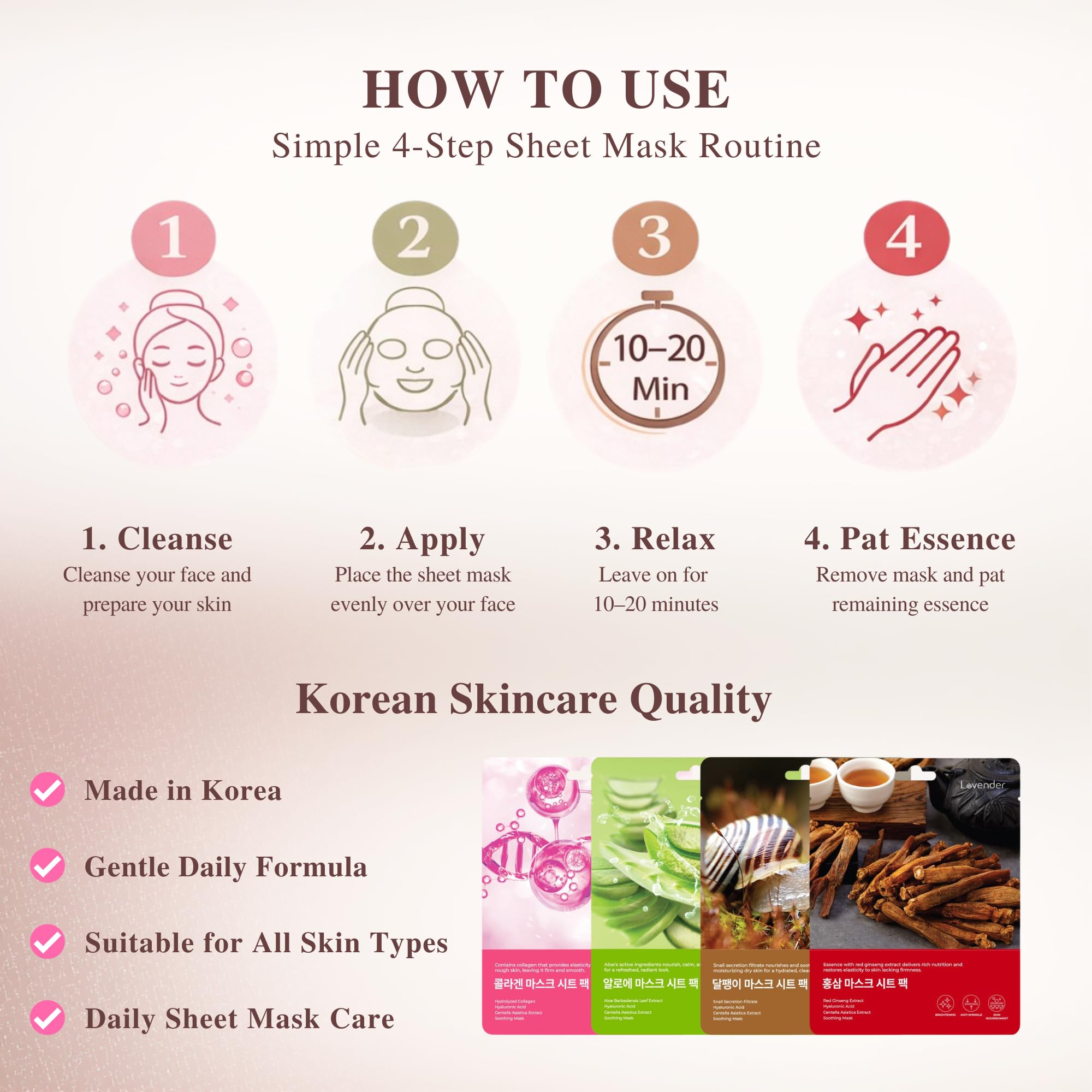 Korean Aloe Sheet Mask, Glass Skin Face Masks, Hydrating, 10 - Generic