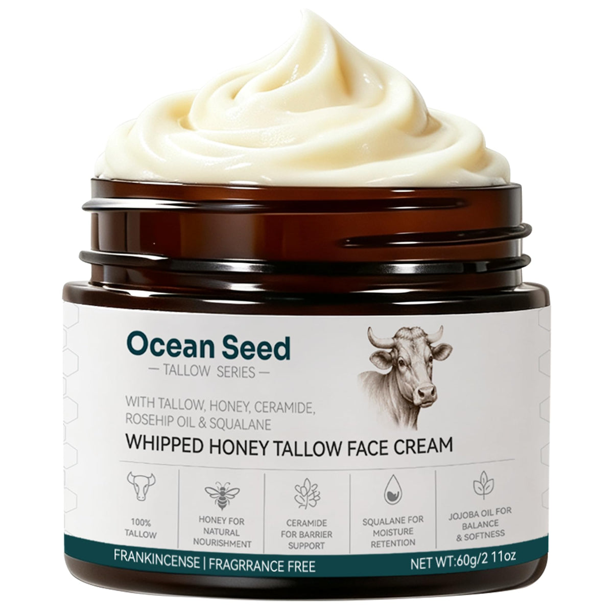Frankincense Tallow Face Cream Whipped Moisturizer with - Ocean Seed Official Imagery - 2