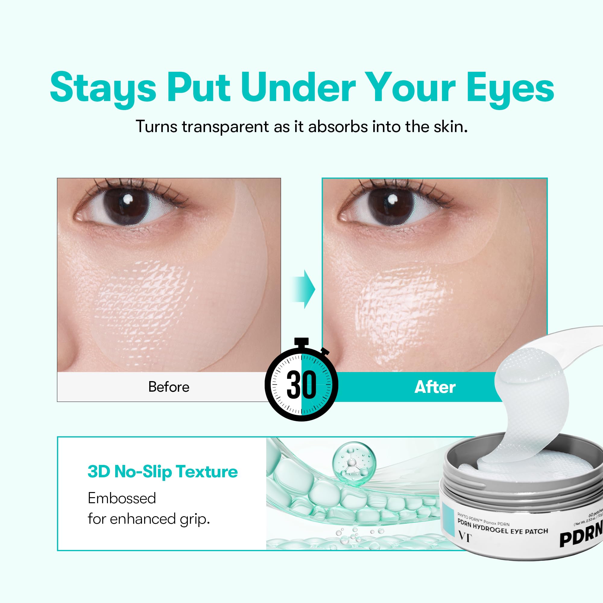VT COSMETICS PDRN Hydrogel Eye Patch (60 Patches / 30 Pairs) - VT COSMETICS