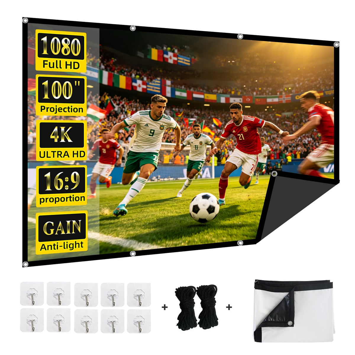 100 inch Projector Screen Upgrade Anti Light Projection - XINLEMY Official Imagery - 1