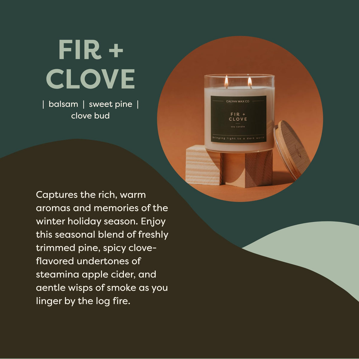 Fir Clove 2 Wick Scented Candle - Calyan Wax Co. Official Imagery - 6
