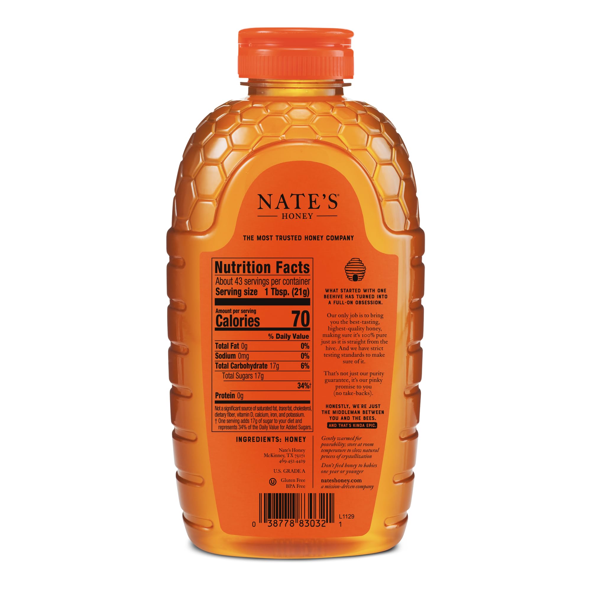 Nate's Honey Nate's 100% Pure, Raw & Unfiltered Honey - 32oz. Squ - Nate's Honey Official Product View 8