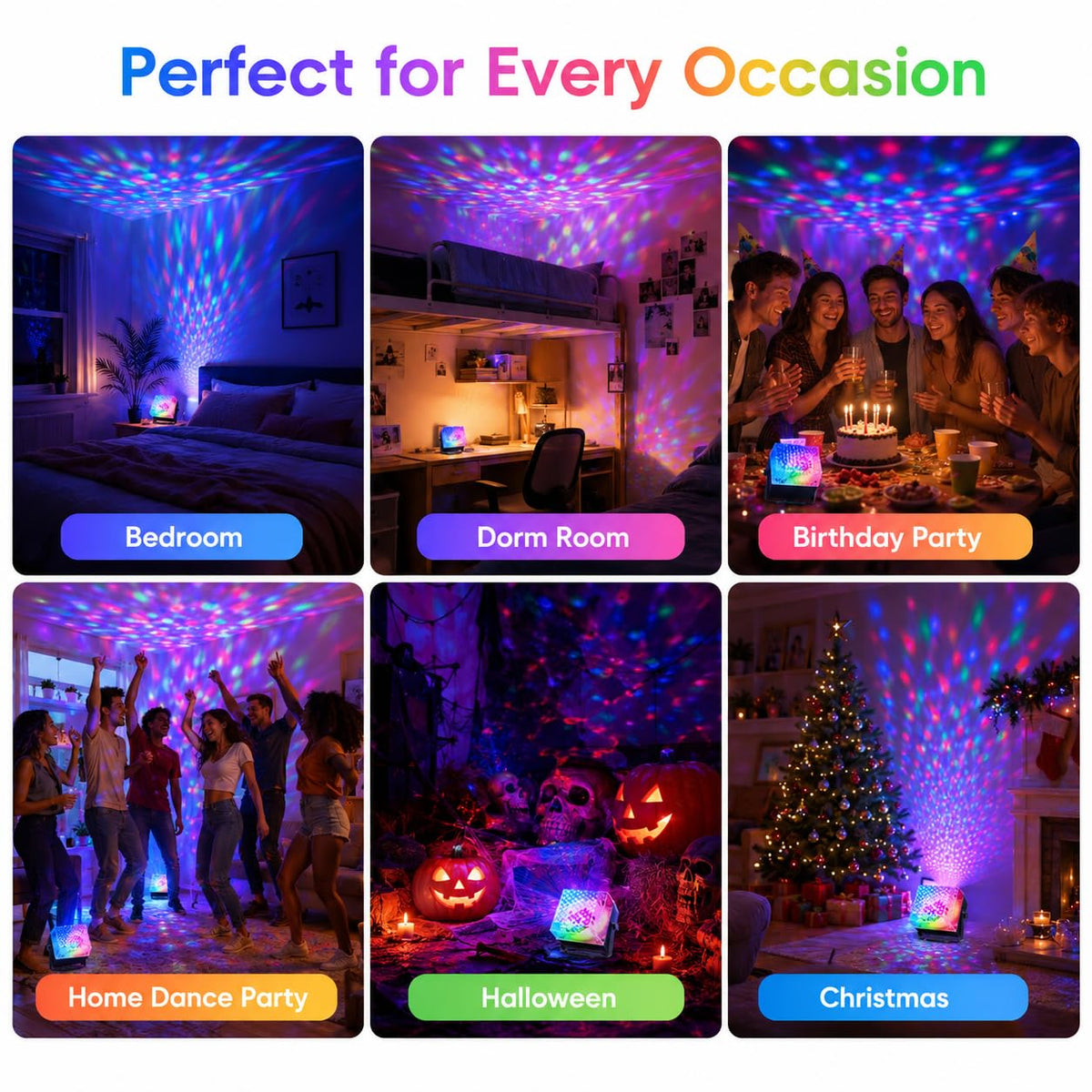 2 Pack Party Lights Disco LED Lights Sound Activated with - BUCLHOZ Official Imagery - 8
