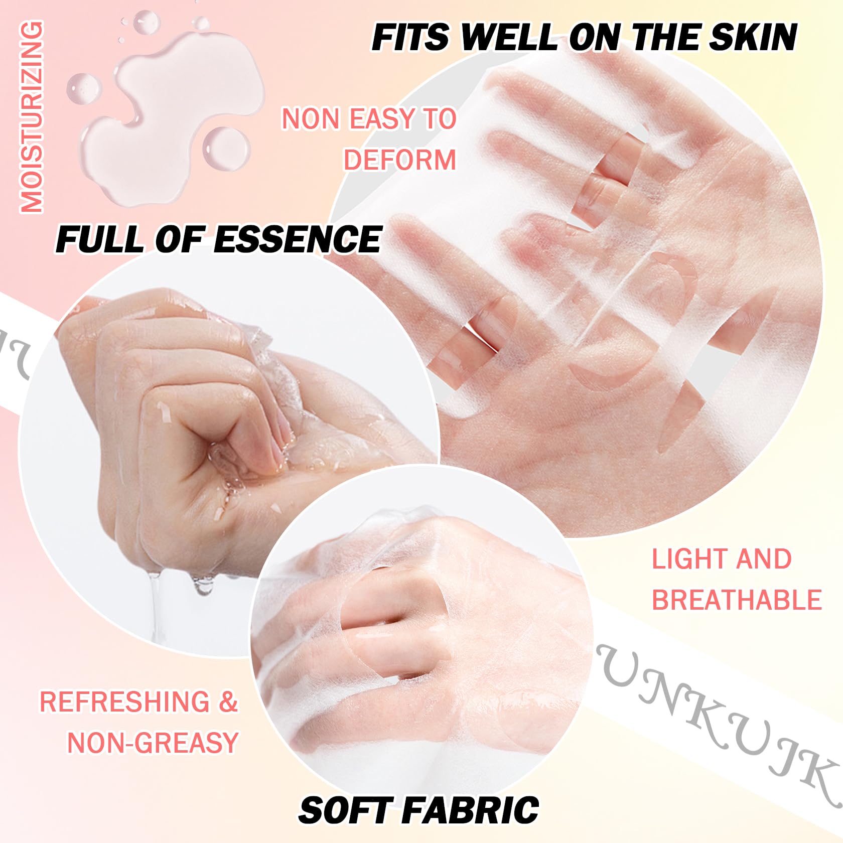 10PCS Hydrating Facial Sheet Mask,Moisturizing Face Masks - JunKuJK