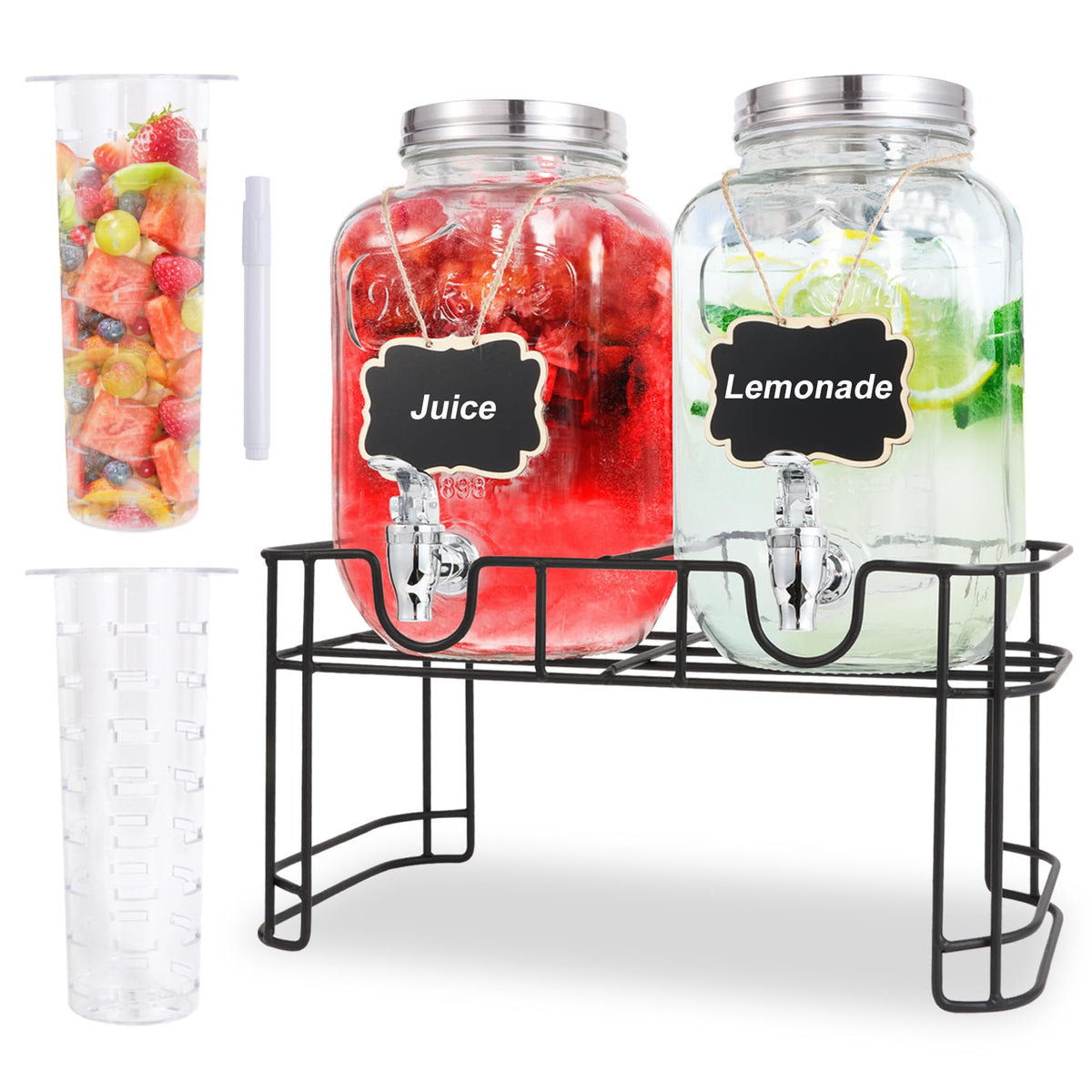 1 Gallon Glass Drink Dispensers For Parties Set of 2 Leak - MR.KIANGCI Official Imagery - 1