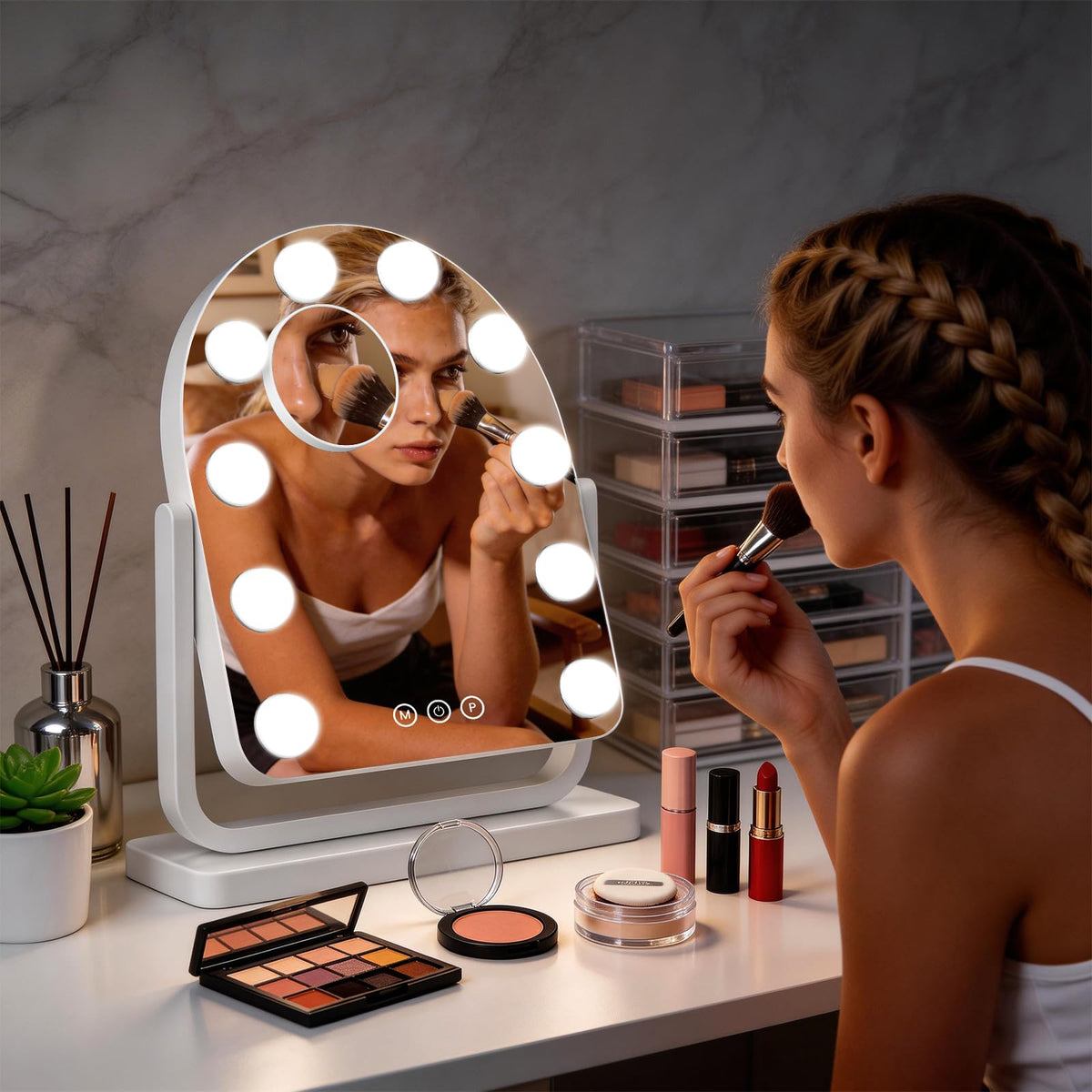 Rechargeable Arched Vanity Mirror with Lights 14 12 - Bearolve Official Imagery - 7