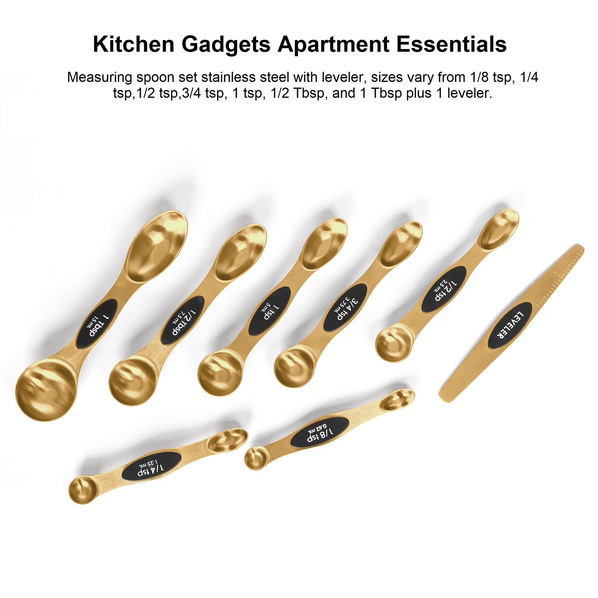BIDFUL Magnetic Measuring Spoons Set Stainless Steel with Leveler by BIDFUL - Angle View 7