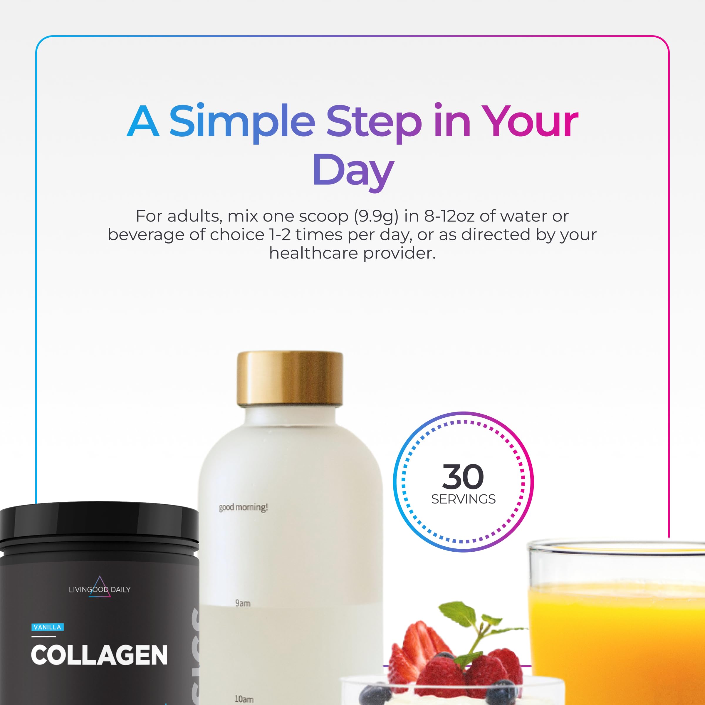 Livingood Daily Vanilla Collagen Peptides Powder Type I III - Livingood Daily Official Imagery - 6
