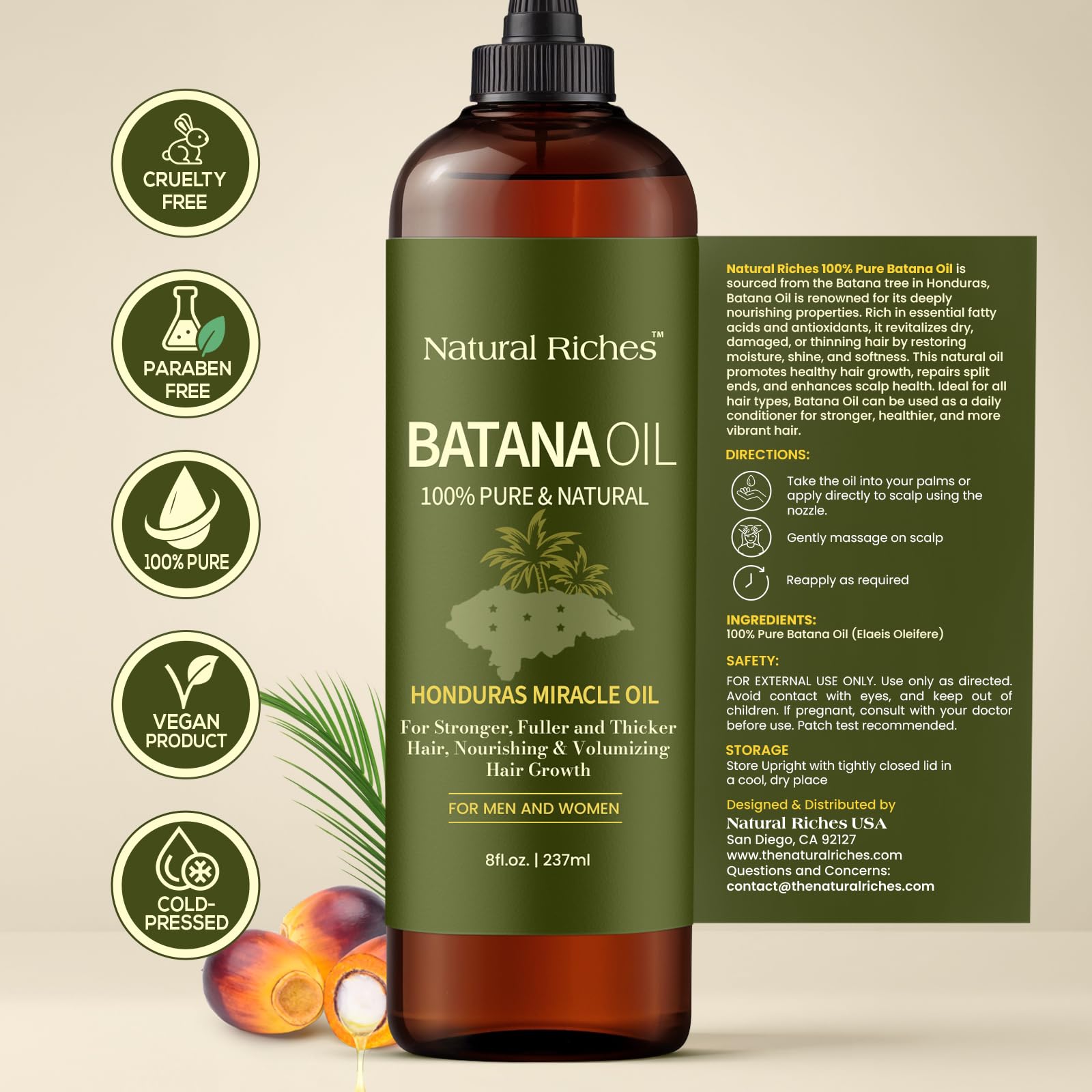 Natural Riches Batana Oil for Hair Growth 8 Fl Oz - Cold Pressed - Natural Riches Official Product View 10