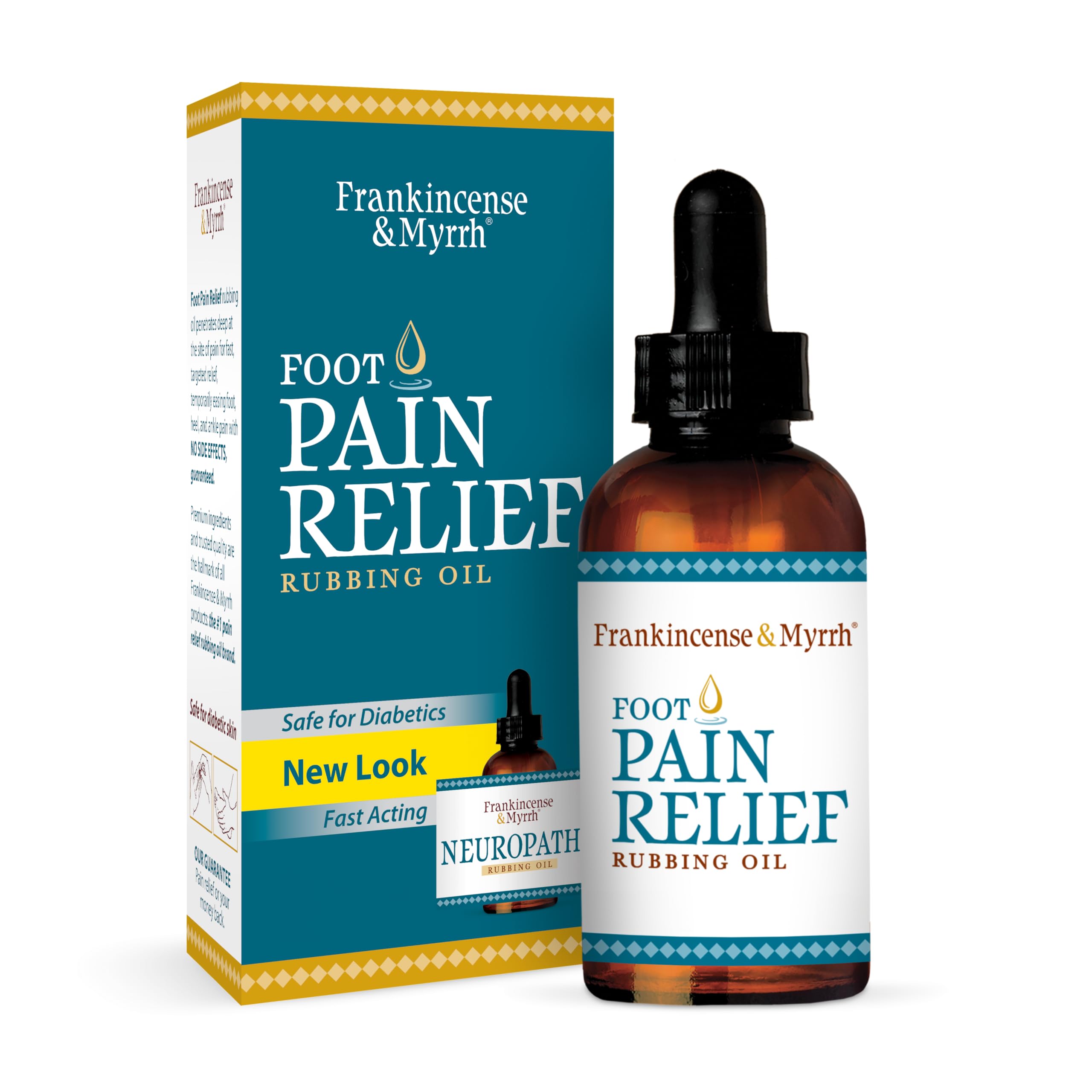 FRANKINCENSE & MYRRH Foot Pain Relief Rubbing Oil, Diabetic Neuropathy, 2oz