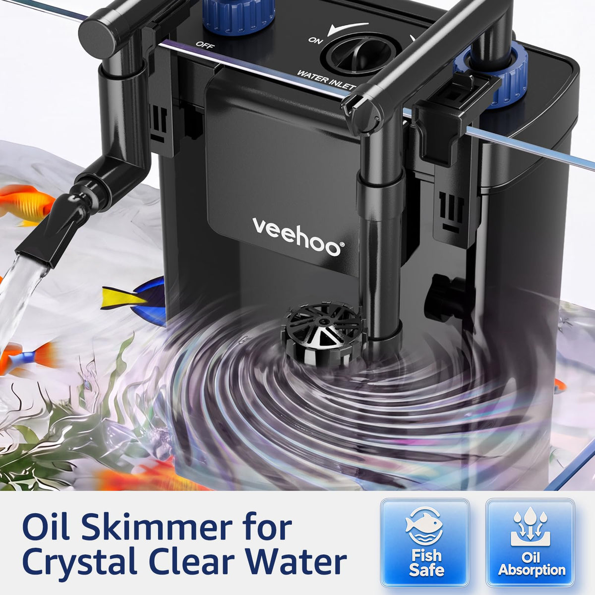 Veehoo Hang on Back Aquarium Filter with One Touch Drain for - Veehoo Official Imagery - 8