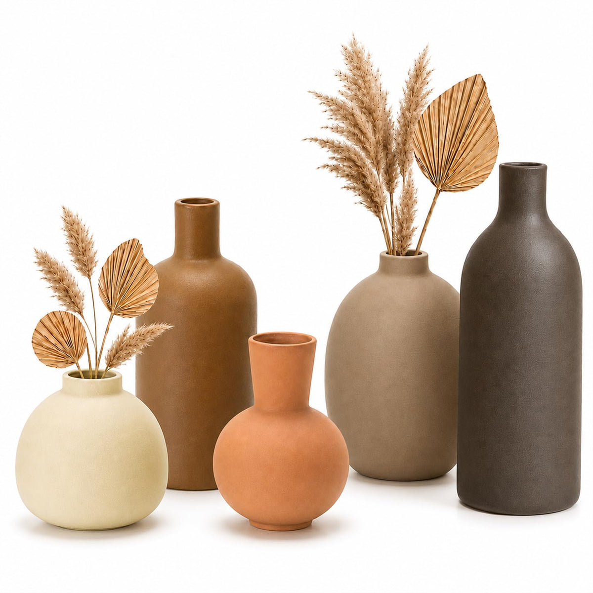 Neutral Ceramic Vase Set 5 Matte Earth Tone Vases for - OLACHIKKO Official Imagery - 2