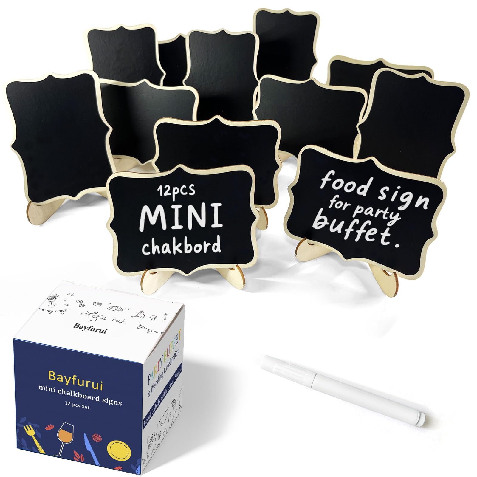 12pcs Mini Chalkboard Signs with Stand,Food Labels for Party - Product Imagery