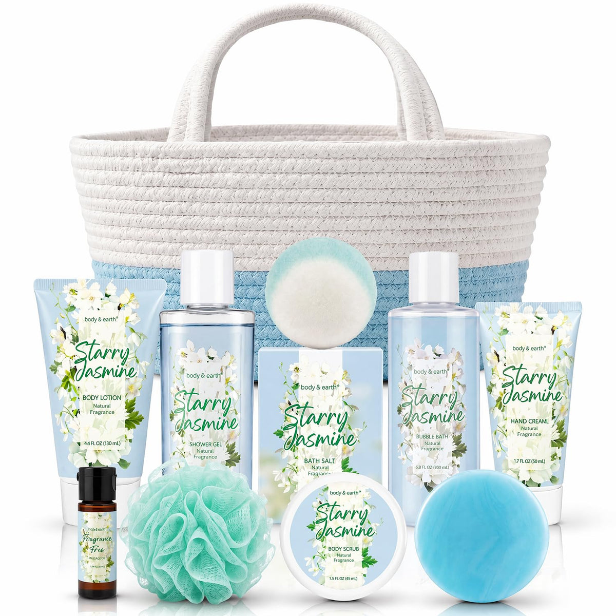 Body Earth Gift Baskets for Women 11PCS Jasmine Spa Gift - BODY & EARTH Official Imagery - 2