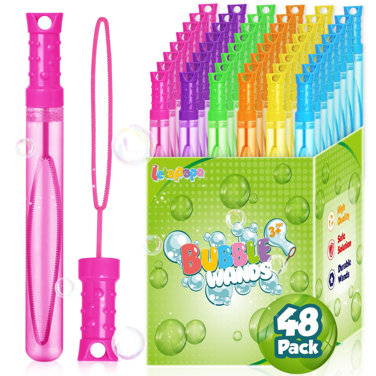48 Pcs Bubble Wands Bulk in 6 Colors Summer Toys Party - Letapapa Official Imagery - 2