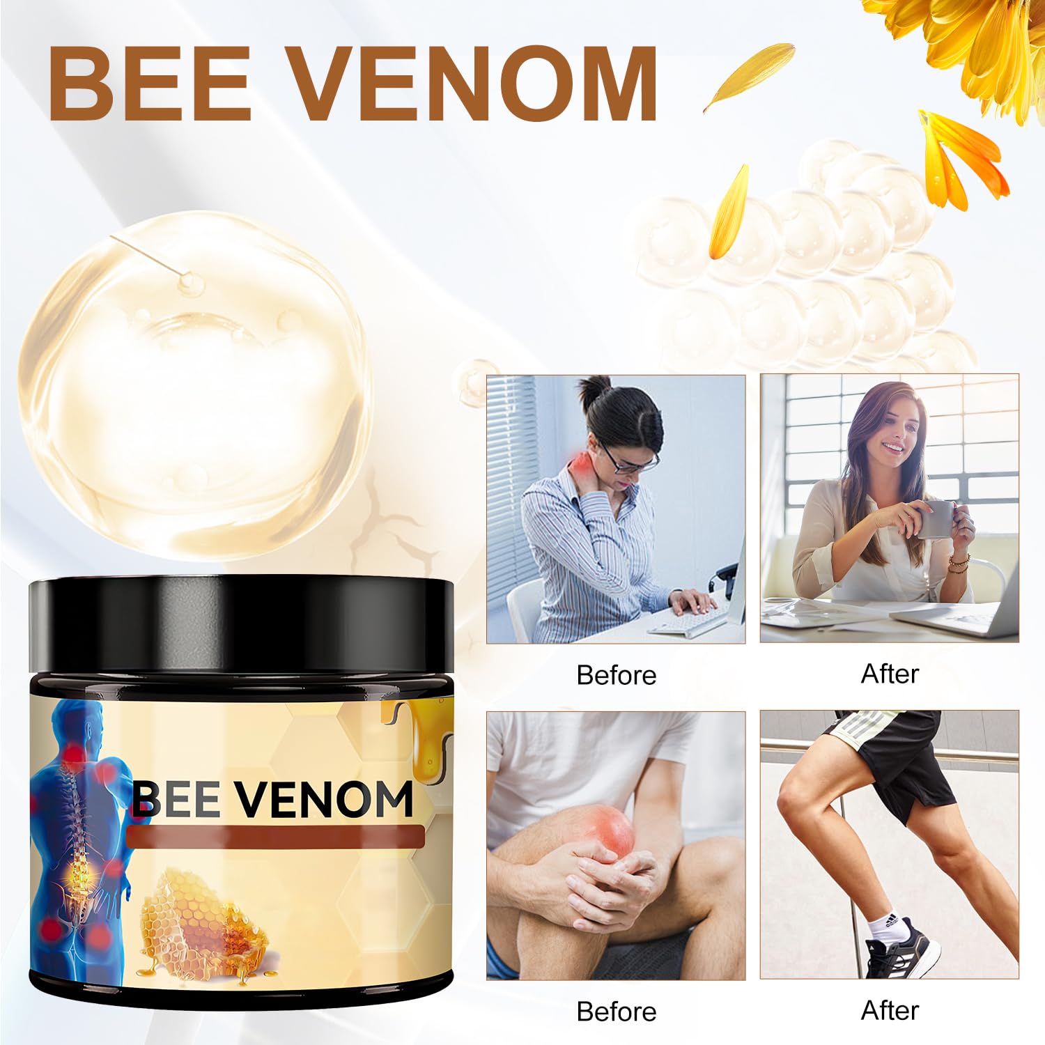 Egmsic bee venom cream skin care gel, twopcs, featuring natural bee venom for advanced skin nourishment and revitalization.