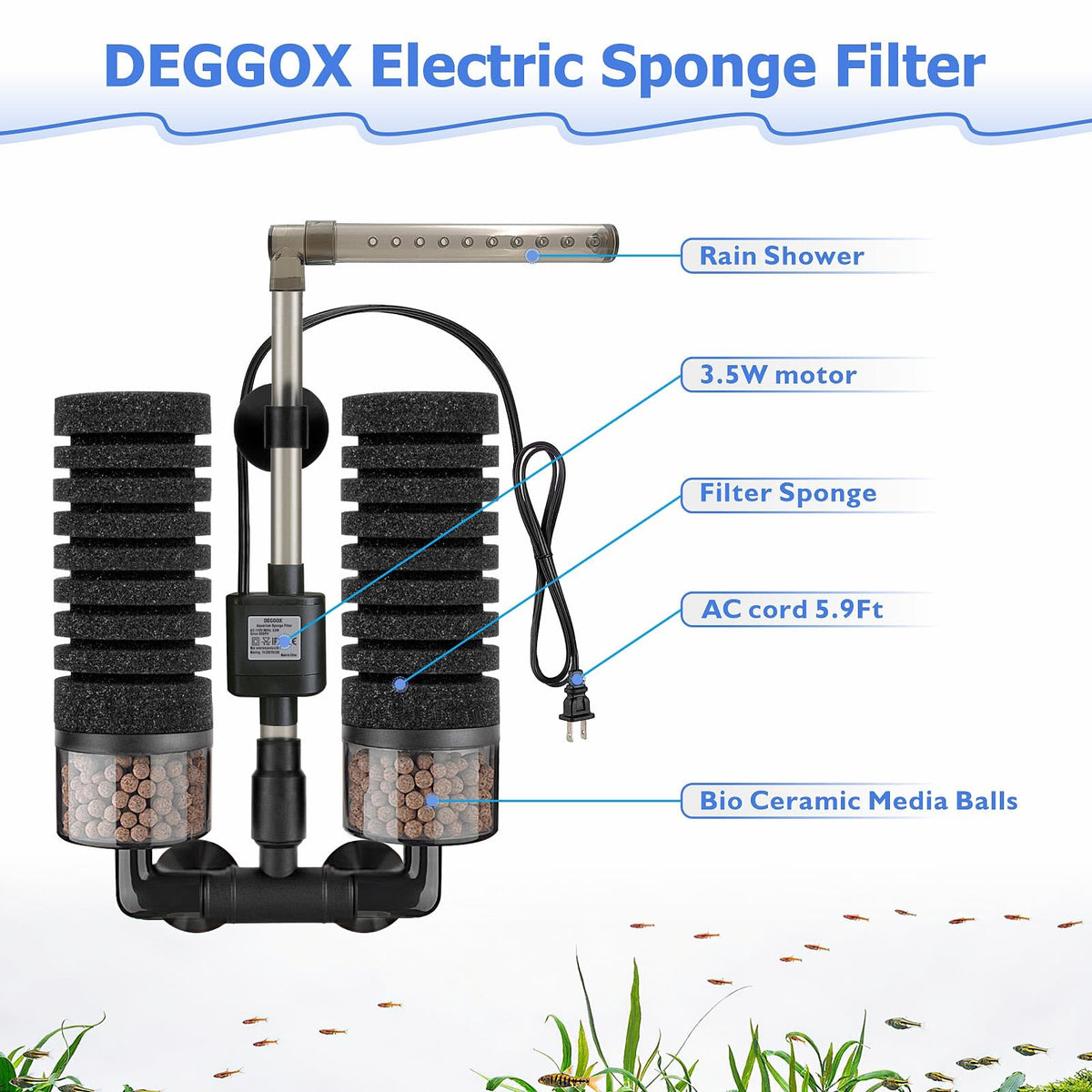 Upgrade Aquarium Electric Power Sponge Filter with - DEGGOX Official Imagery - 4